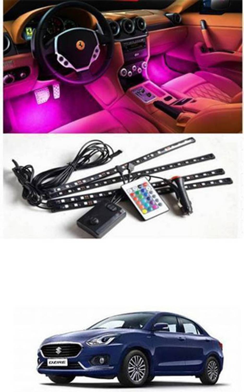 APICAL Car Atmosphere Lights Car LED Strip Light 4pcs For Swift Dzire Car Fancy Lights