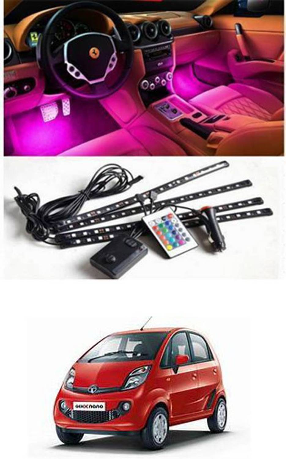 APICAL Car Atmosphere Lights Car LED Strip Light 4pcs For Nano Genx Car Fancy Lights