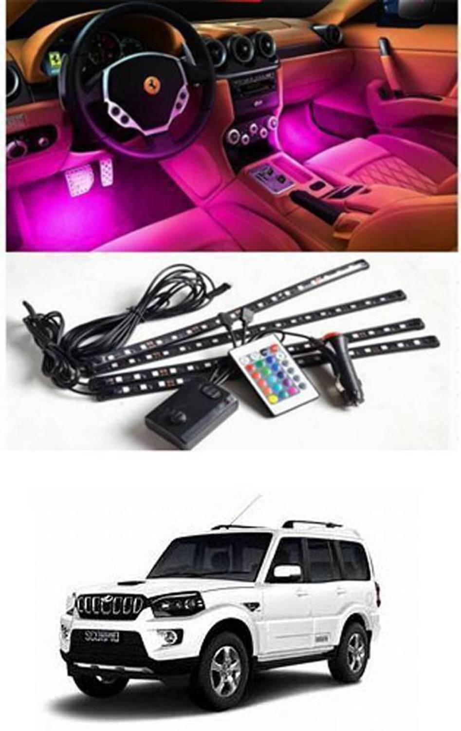 APICAL Car Atmosphere Lights Car LED Strip Light 4pcs For Scorpio Car Fancy Lights