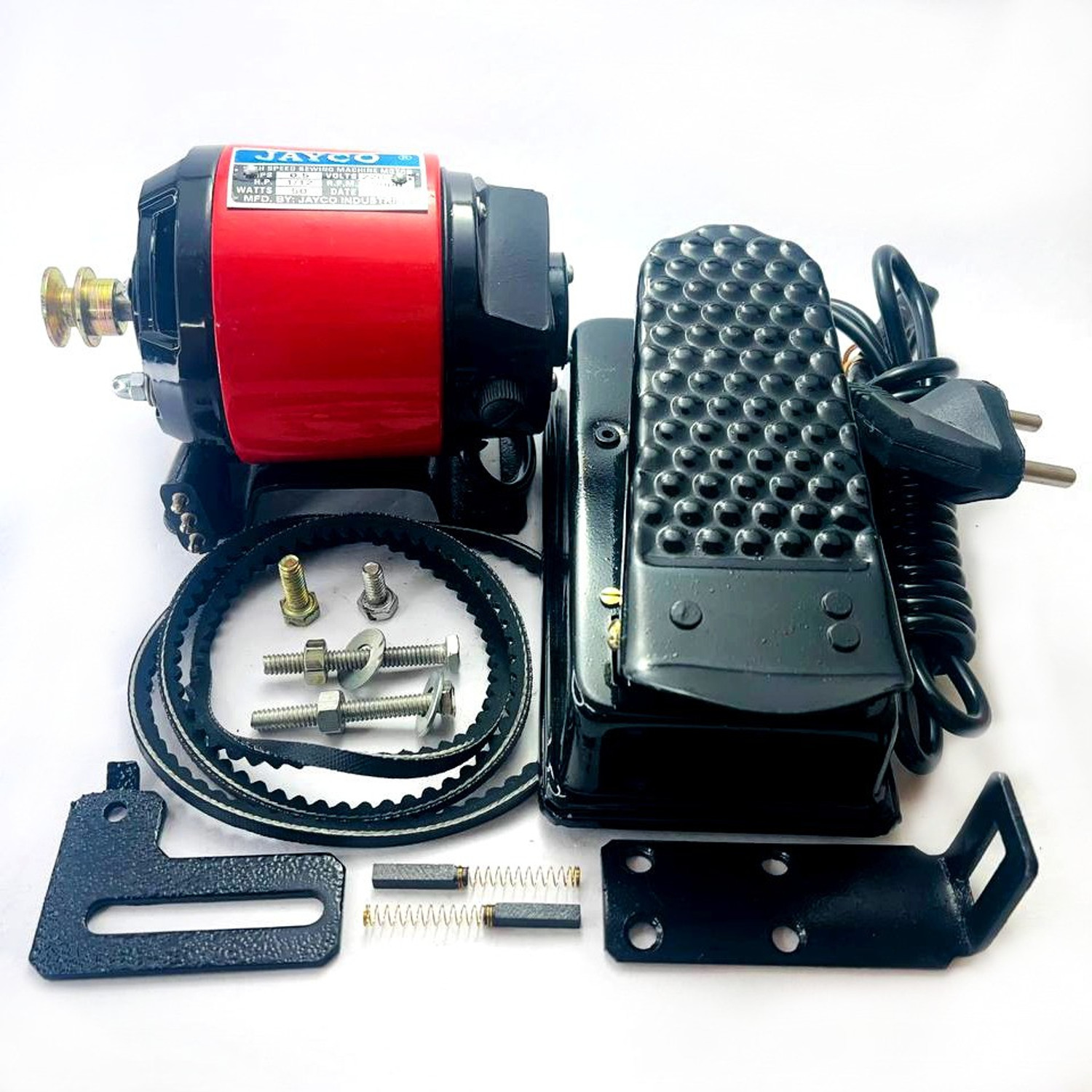 Image of JAYCO Sewing Machine Motor (COPPER WINDING) with Heavy Regulator (Base + L-SET) -RED - Electric Sewing Machine 100 built-in stitches 8500 SPM 6 Months Warranty Red and Black