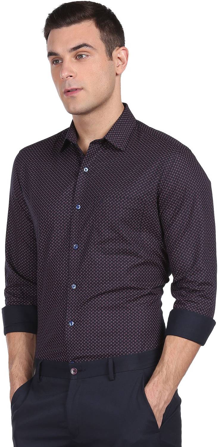 ARROW Men Printed Formal Blue Shirt