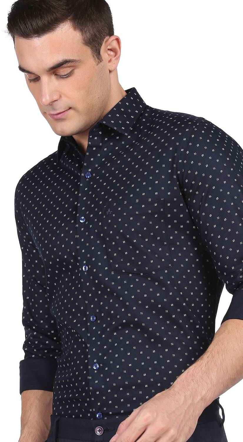 ARROW Men Printed Formal Blue Shirt
