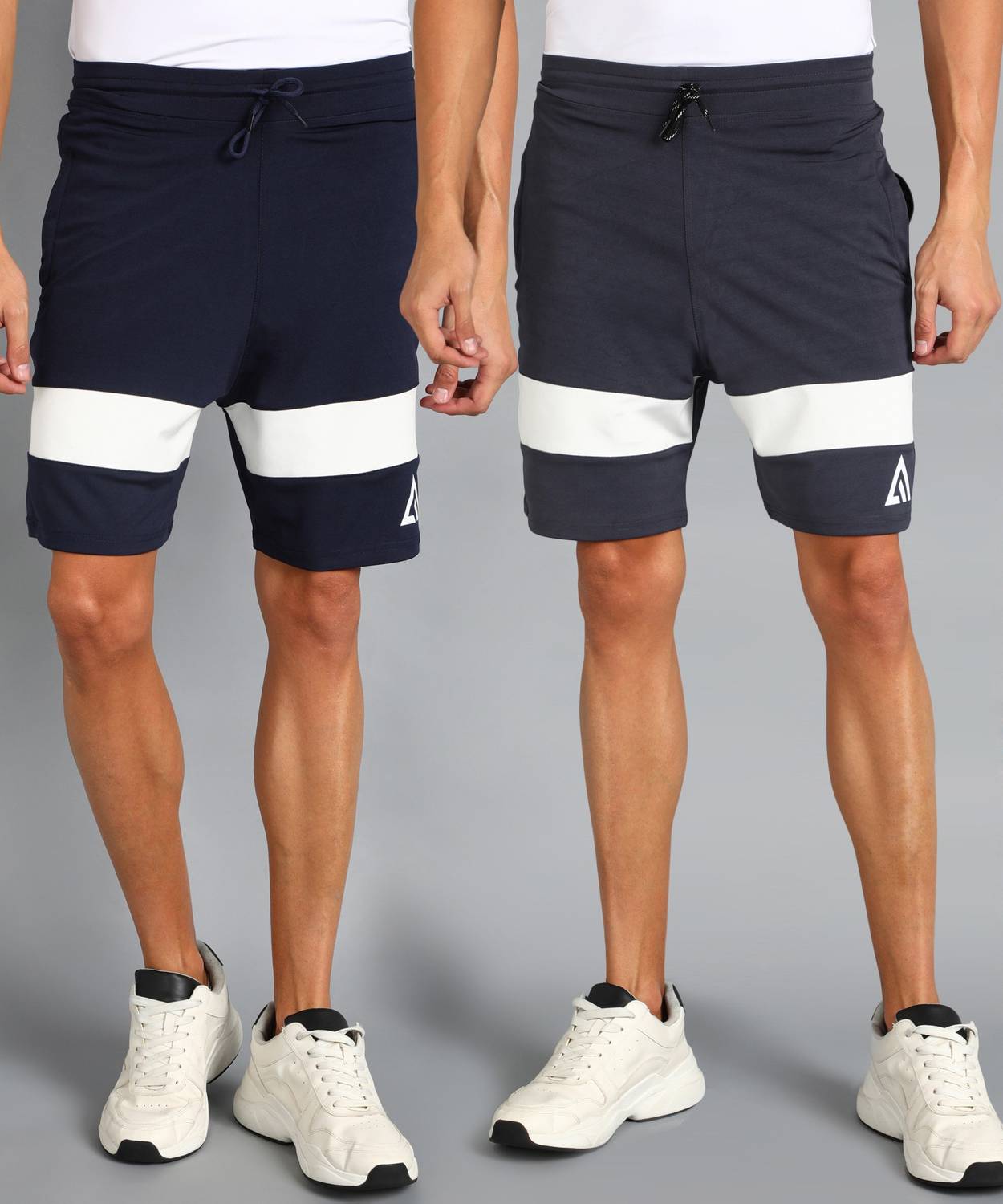 Adrenex Color Block Men Blue, Dark Grey Baggy Shorts