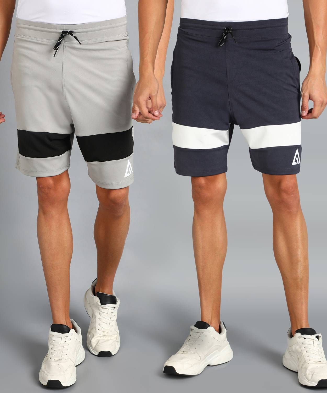 Adrenex Color Block Men Grey, Dark Grey Baggy Shorts