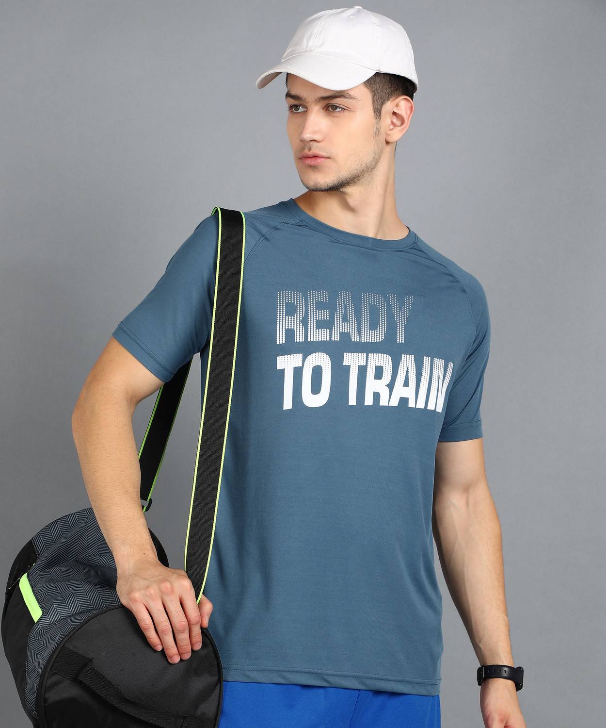 Adrenex Printed Men Round Neck Blue T-Shirt
