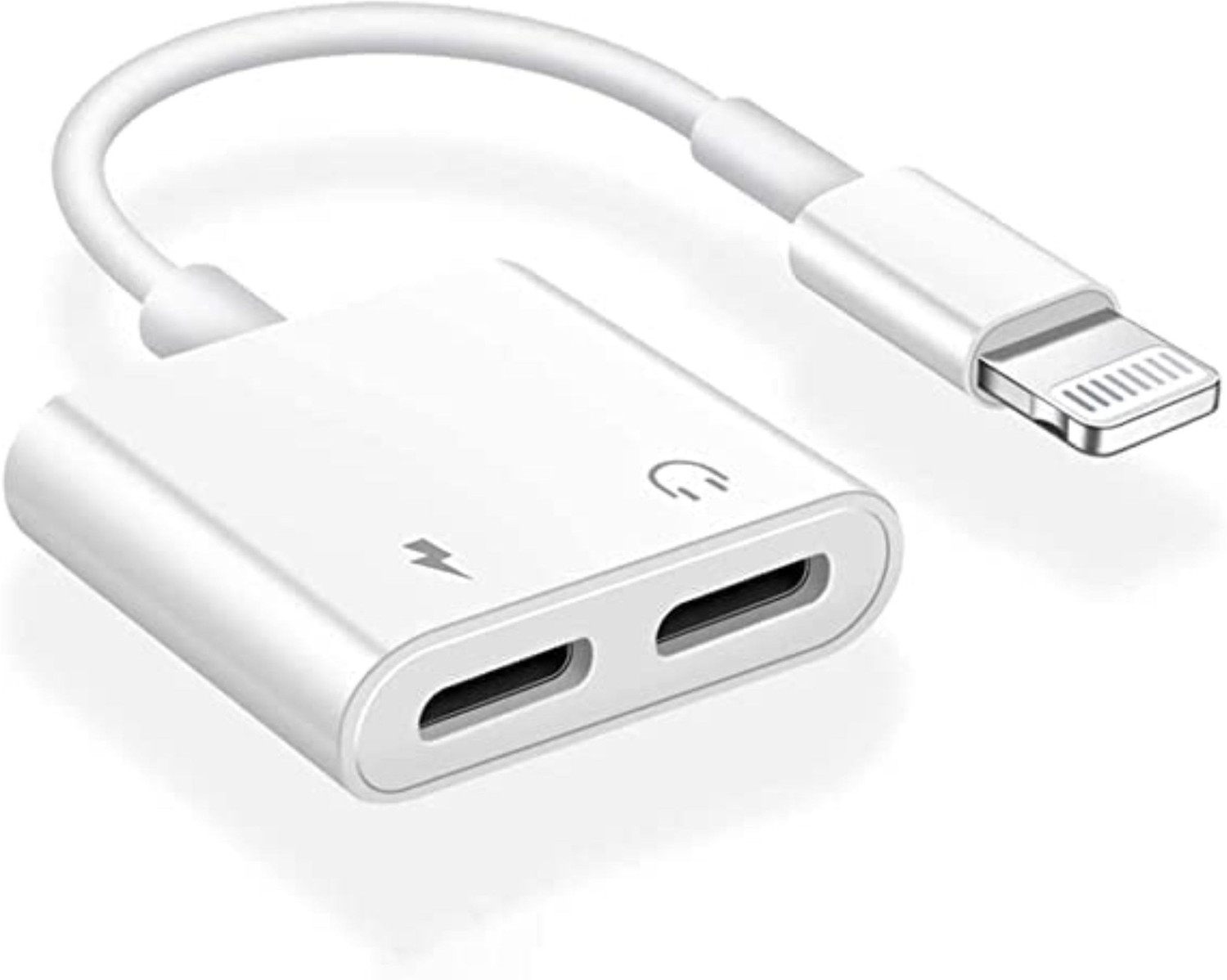 Image of FASTX White 2in1 splitter for iphone splitter for charging and audio headphone jack adapter Phone Converter