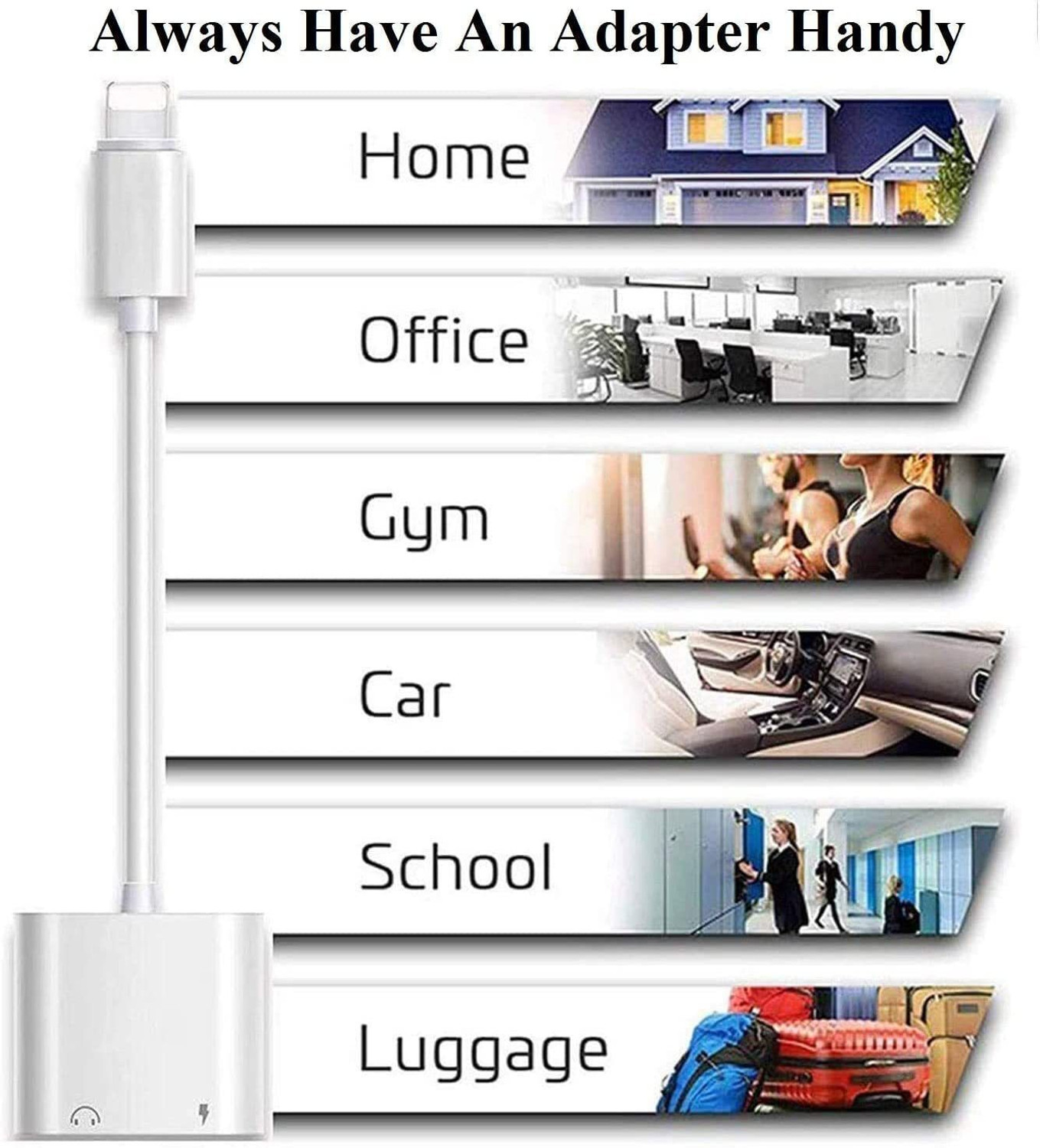 Image of FASTX White 2in1 splitter for iphone splitter for charging and audio headphone jack adapter Phone Converter