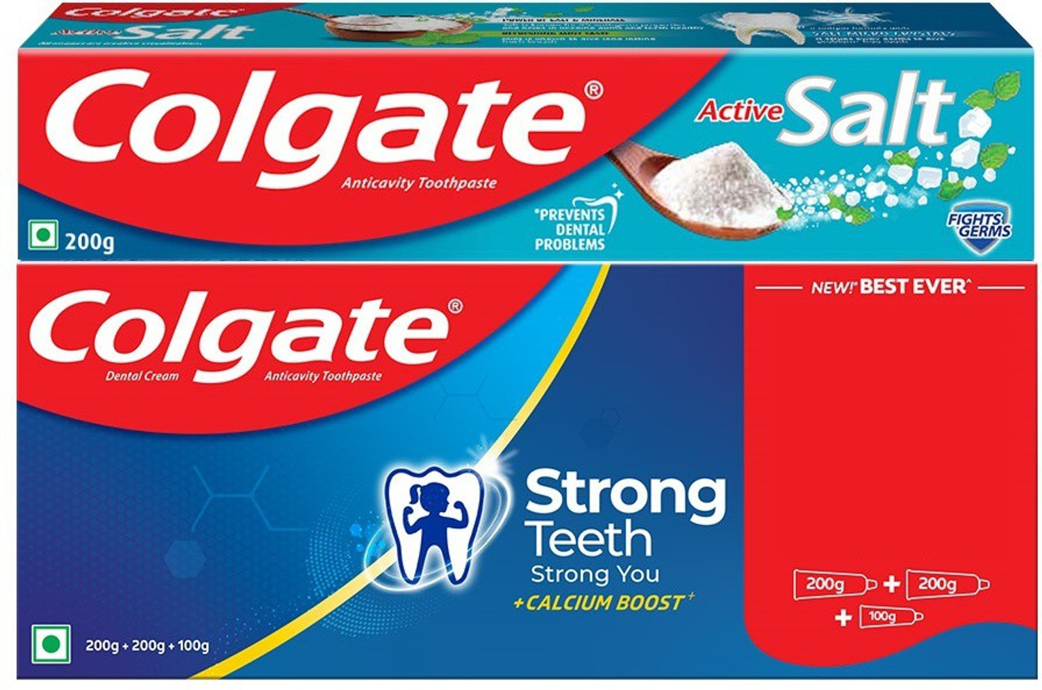 Image of Colgate Strong Teeth and Active Salt Toothpaste