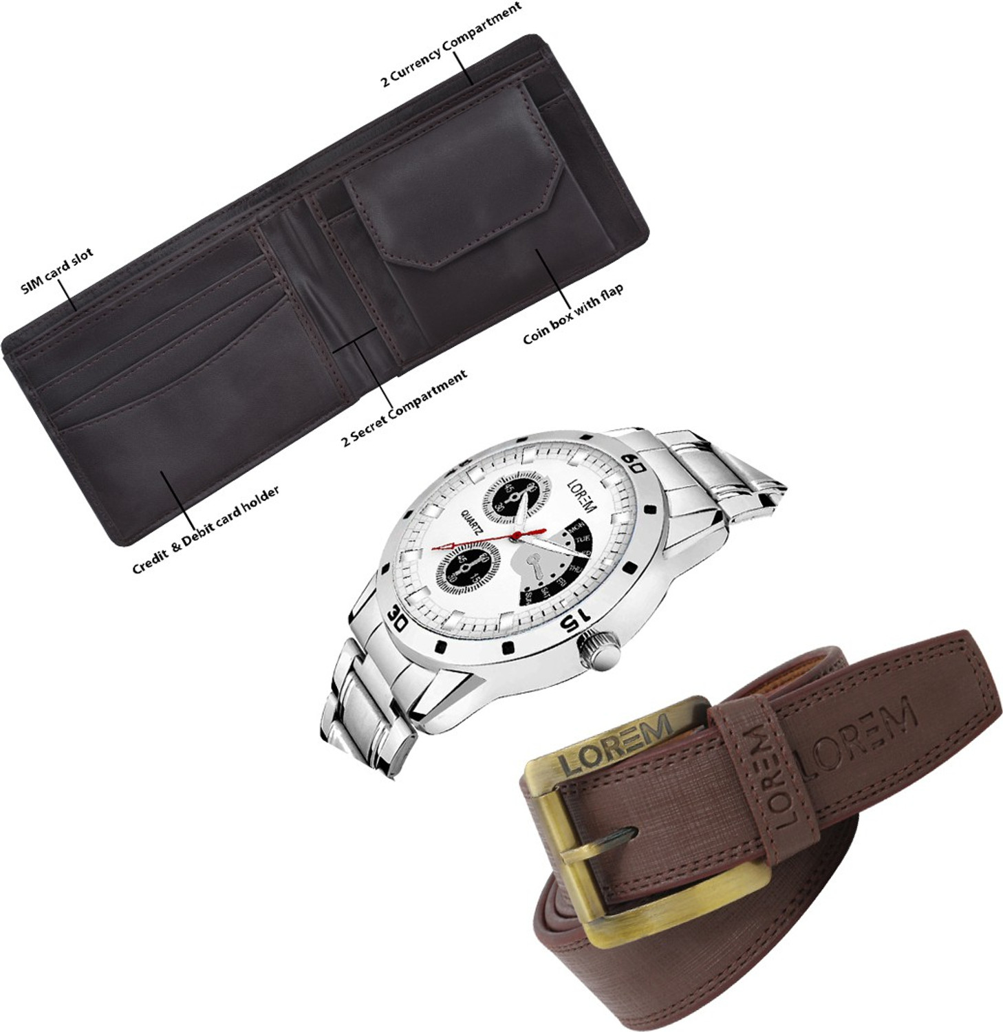 Image of LOREM Belt, Wallet & Watch Combo
