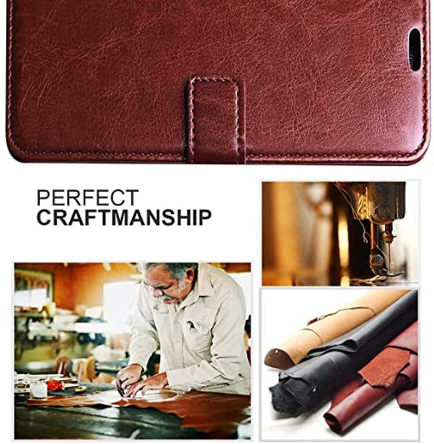 Image of Luxury Counter Flip Cover for Realme C21 Premium Quality |Dual Stiched |Complete Protection| Back Cover
