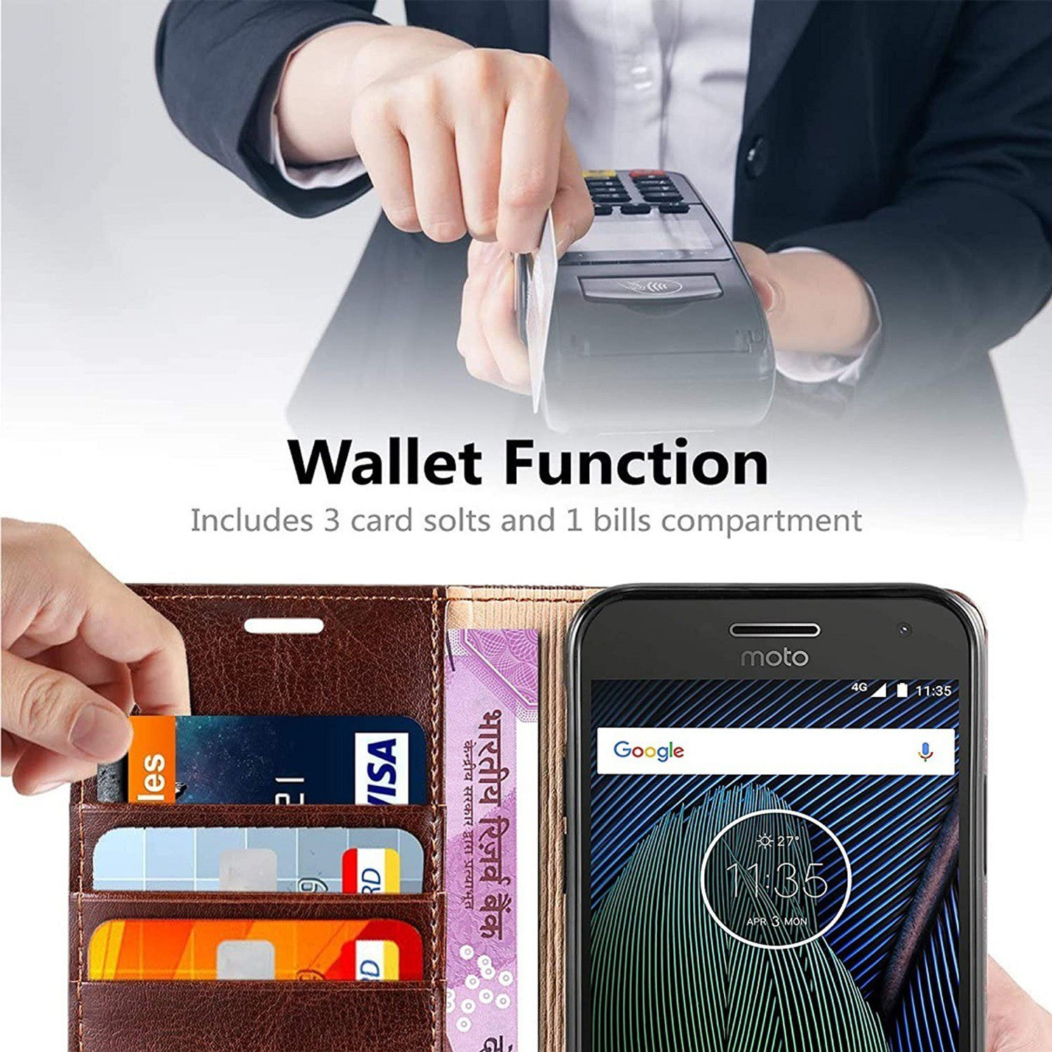 Image of Luxury Counter Flip Cover for Realme C21 Premium Quality |Dual Stiched |Complete Protection| Back Cover