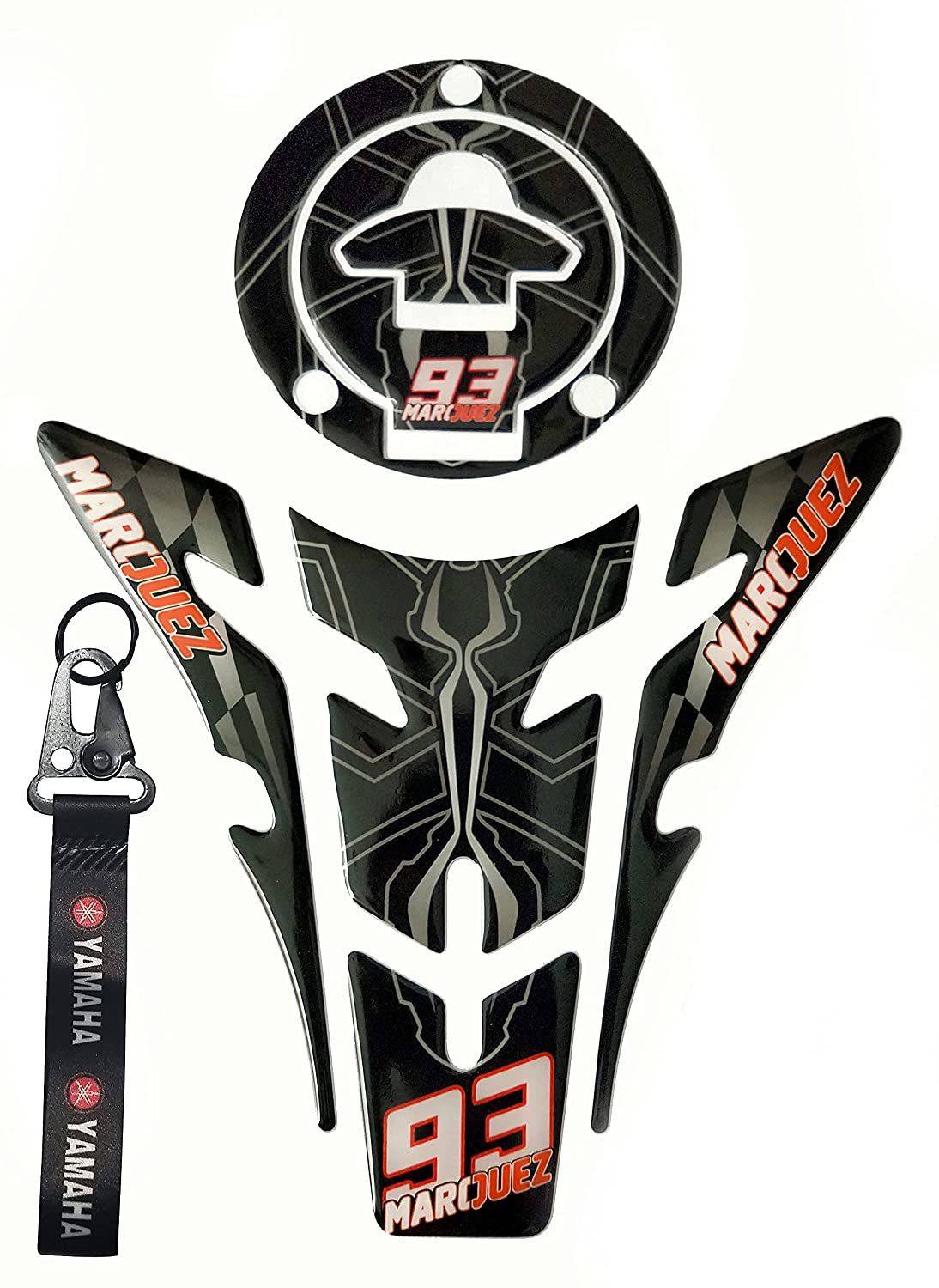 A1GRAPHIX Bike Combo Tank Pad & Fuel Cap Epoxy 3D Sticker Compatible with R15 E Bike Tank Pad