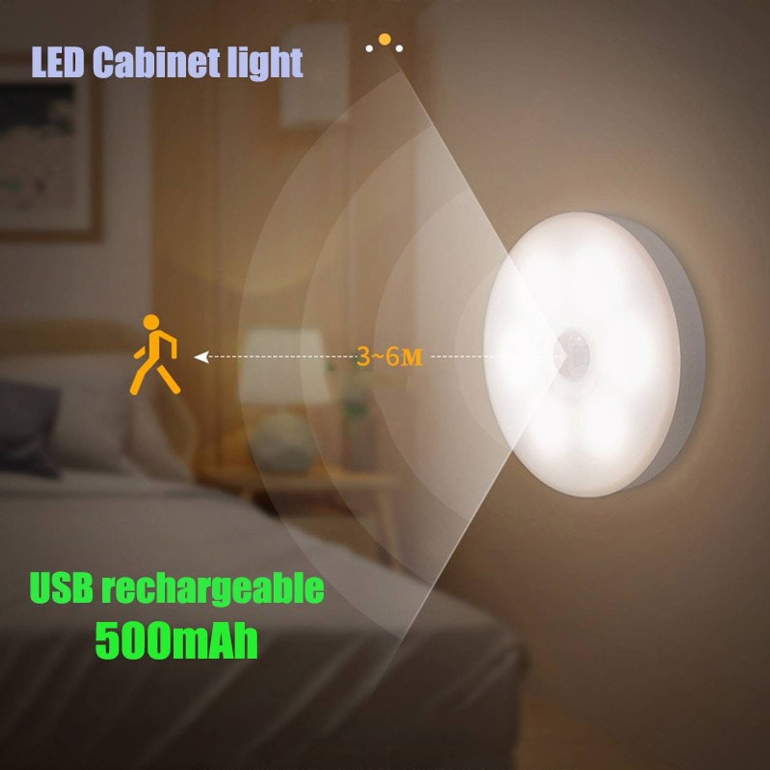 KDSOLUTIONS Motion Sensor Light USB Rechargeable Battery Powered