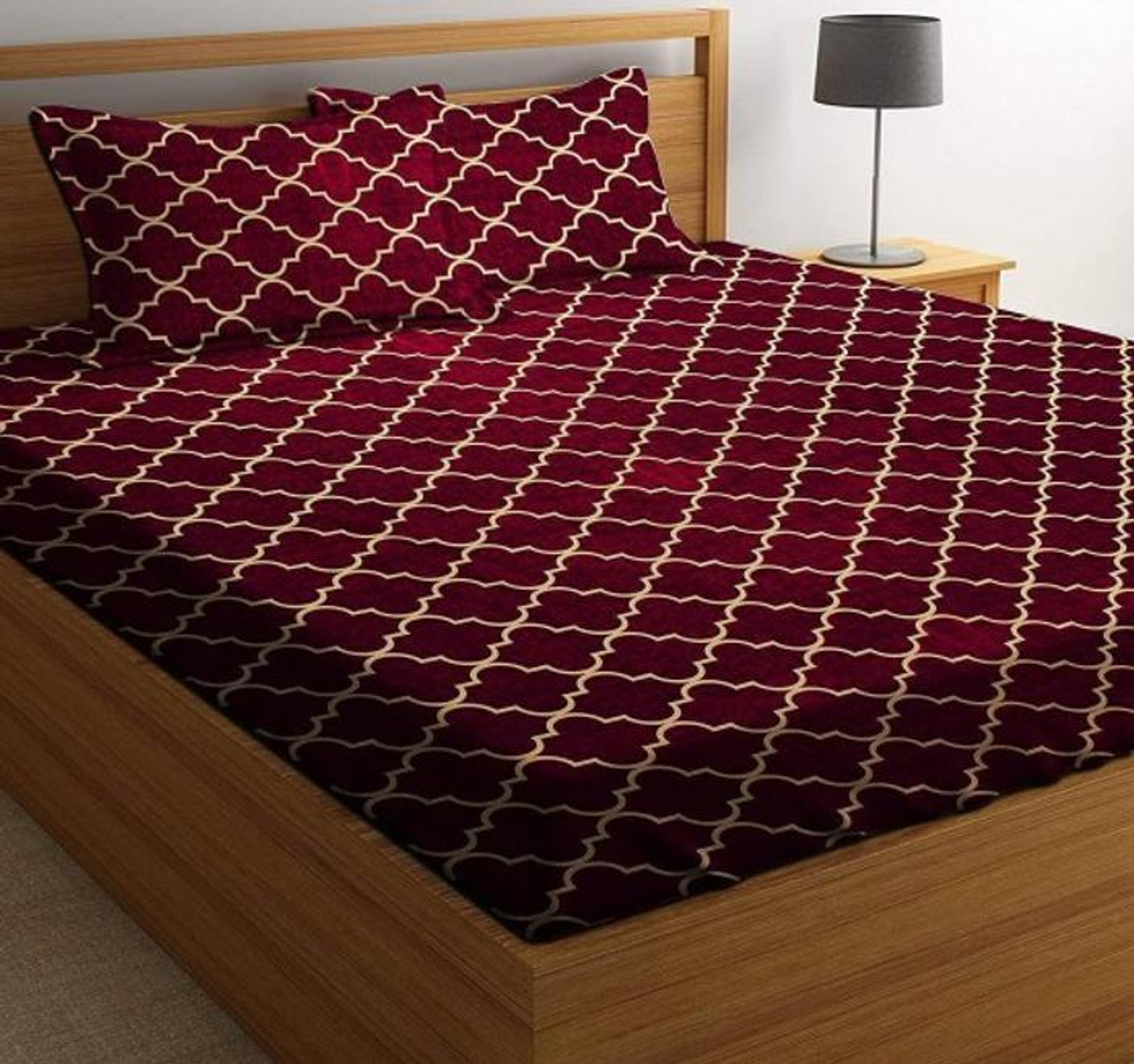 Image of RK TRADES Cotton Double, King Flat 144 TC Printed 1 Bedsheet with 2 Pillow Covers