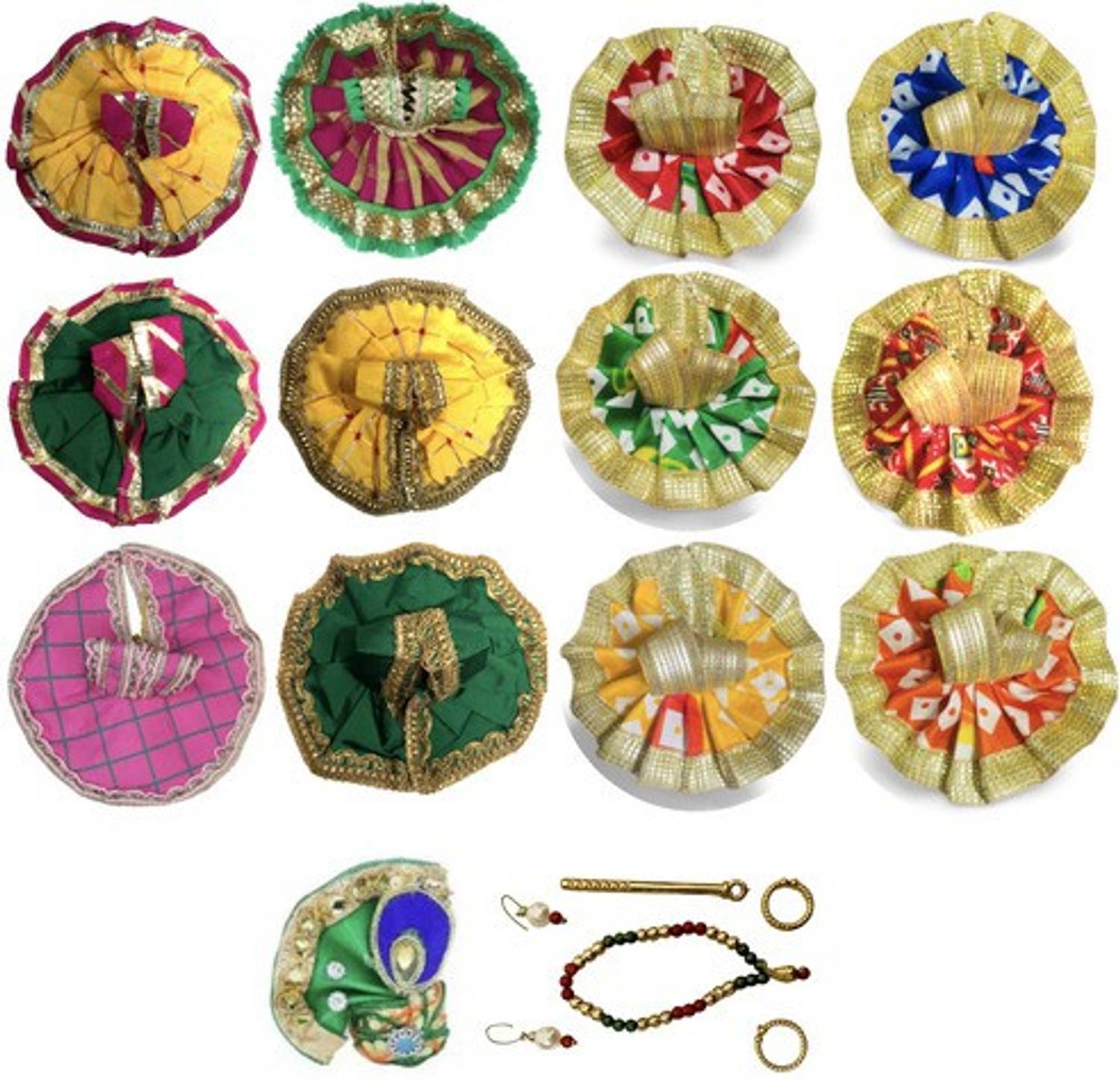 RRR HANDICRAFTS Combo of 12 Stylish Bal Gopal Kanha Laddu Gopal, Poshak 1Jewl set 1Pagdi, Size(0to2) Dress