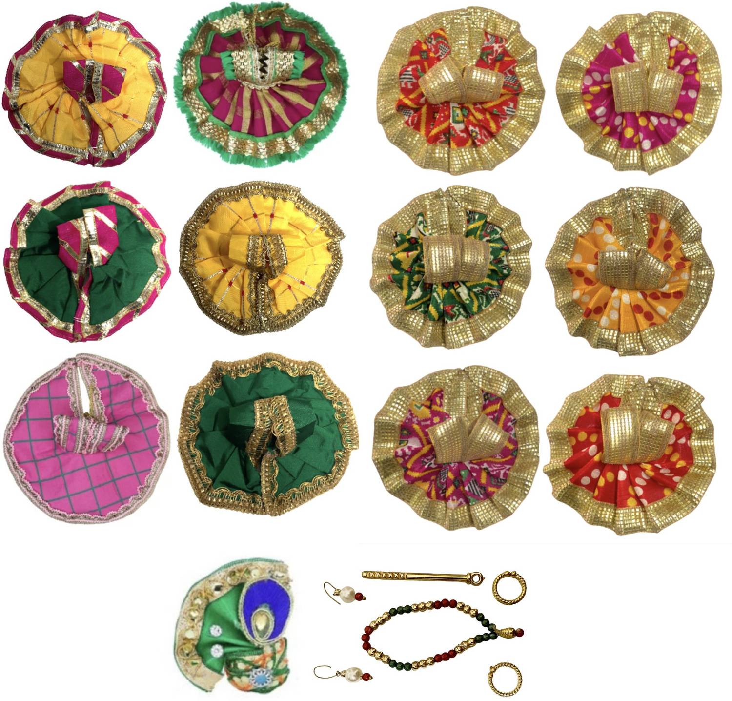 RRR HANDICRAFTS Combo of 12 Stylish Bal Gopal Kanha Laddu Gopal, Poshak 1Jewl set 1Pagdi, Size(0to2) Dress
