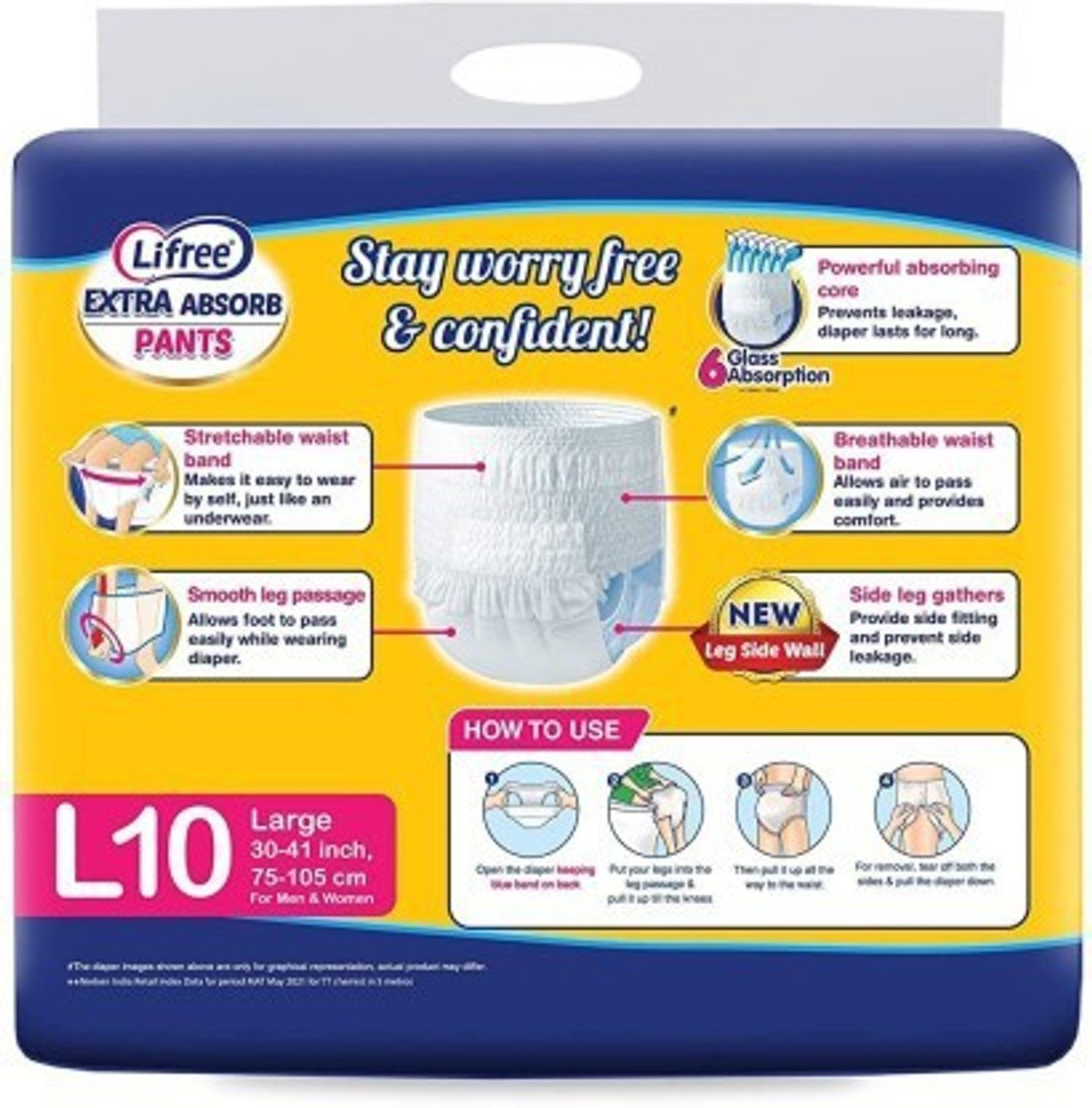 Image of LIFREE Adult Dry Pants Adult Diaper Large (10 Pieces) Adult Diapers - L