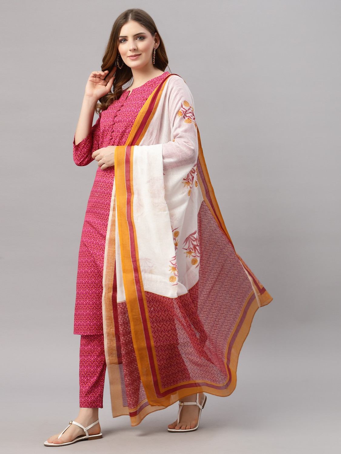 Image of Jaipuri Bunaai Women Kurta Pant Set