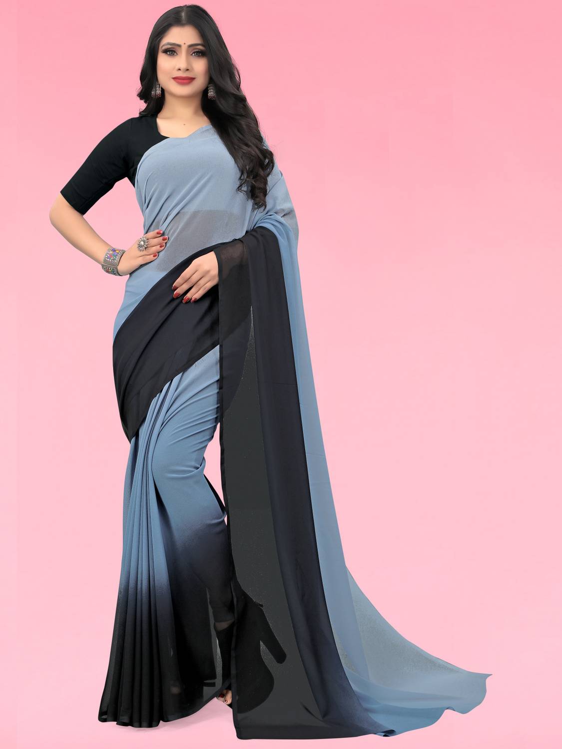 Anand Sarees Color Block Bollywood Georgette Saree