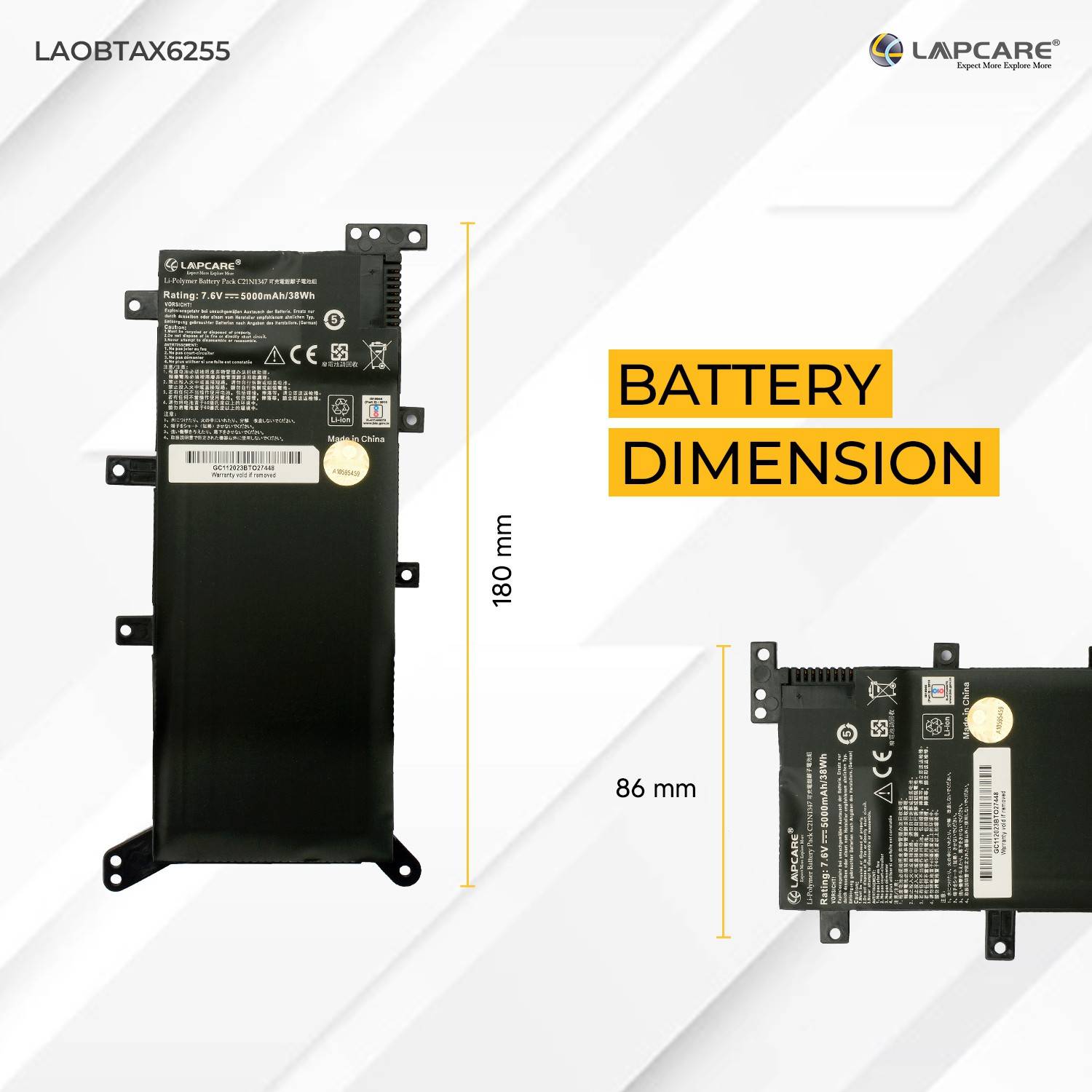 LAPCARE Asus X555 X555L X555LA X555LD F554L F555L -C21N1347 3Cell