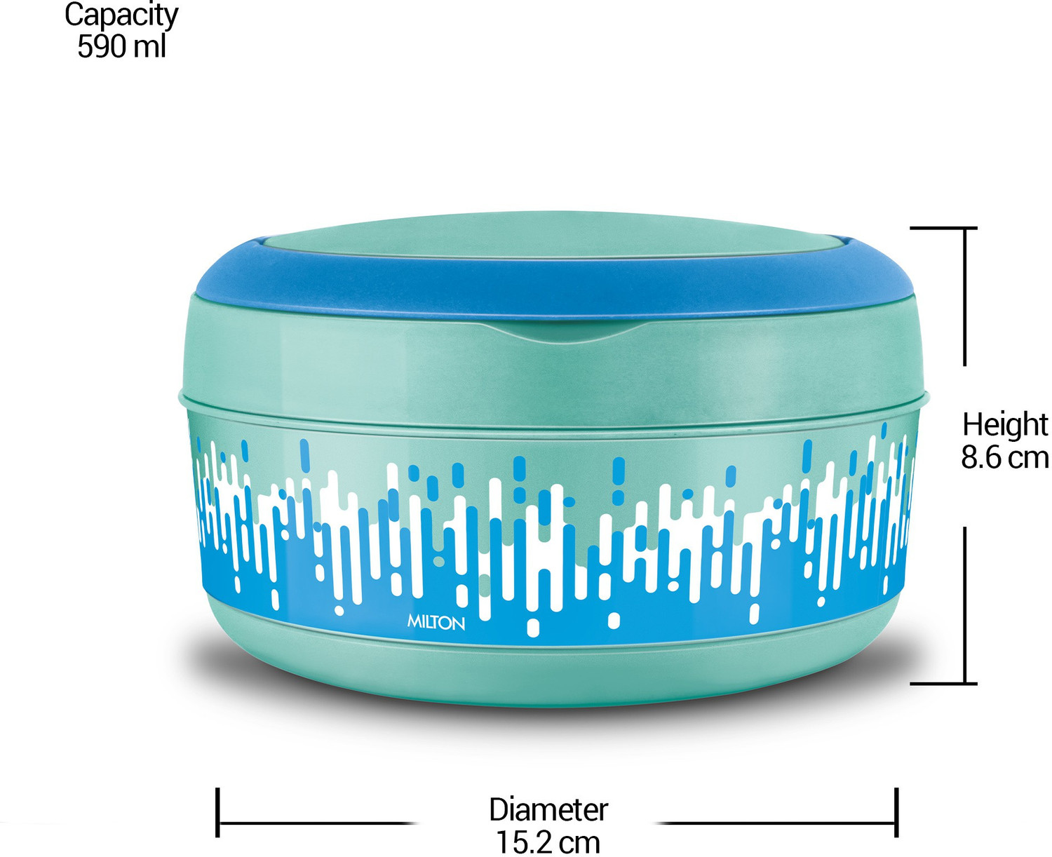 Image of MILTON New Small Bite Insulated Inner Stainless Steel Tiffin Box, 590 ml, Aqua Green 1 Containers Stainless Steel, Plastic Office Lunch Box