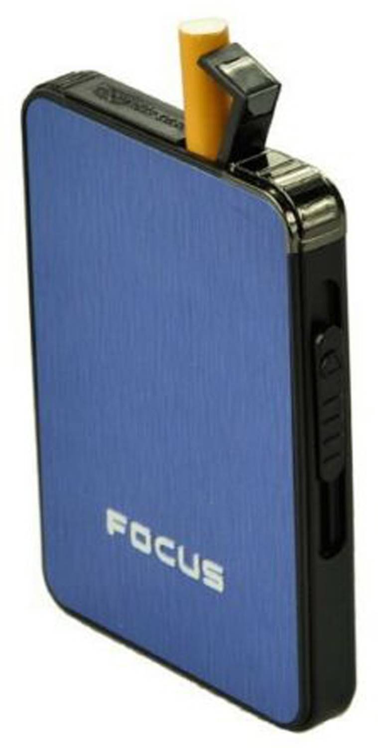 focus ultra thin cigarette case Portable Metal Boxes With Oil Lighter 10pcs Cigarette Holder Lighter Gadget For Men Christmas Gift ULTRA THIN FOCUS 6 pack