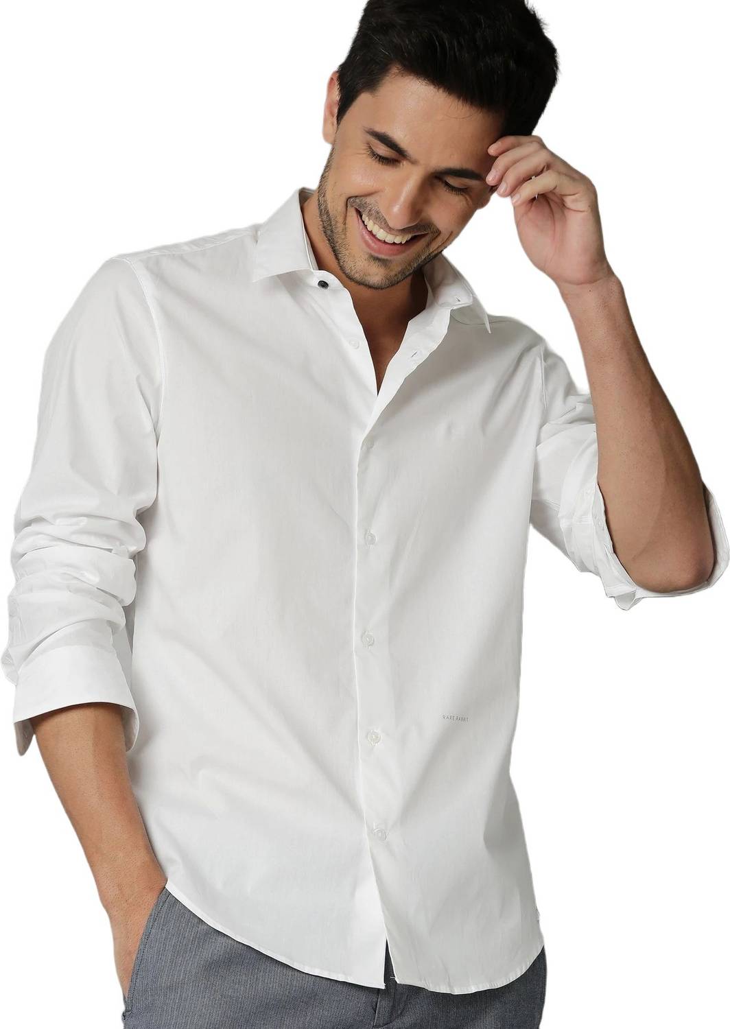 AmericanGolf Men Solid Formal White Shirt