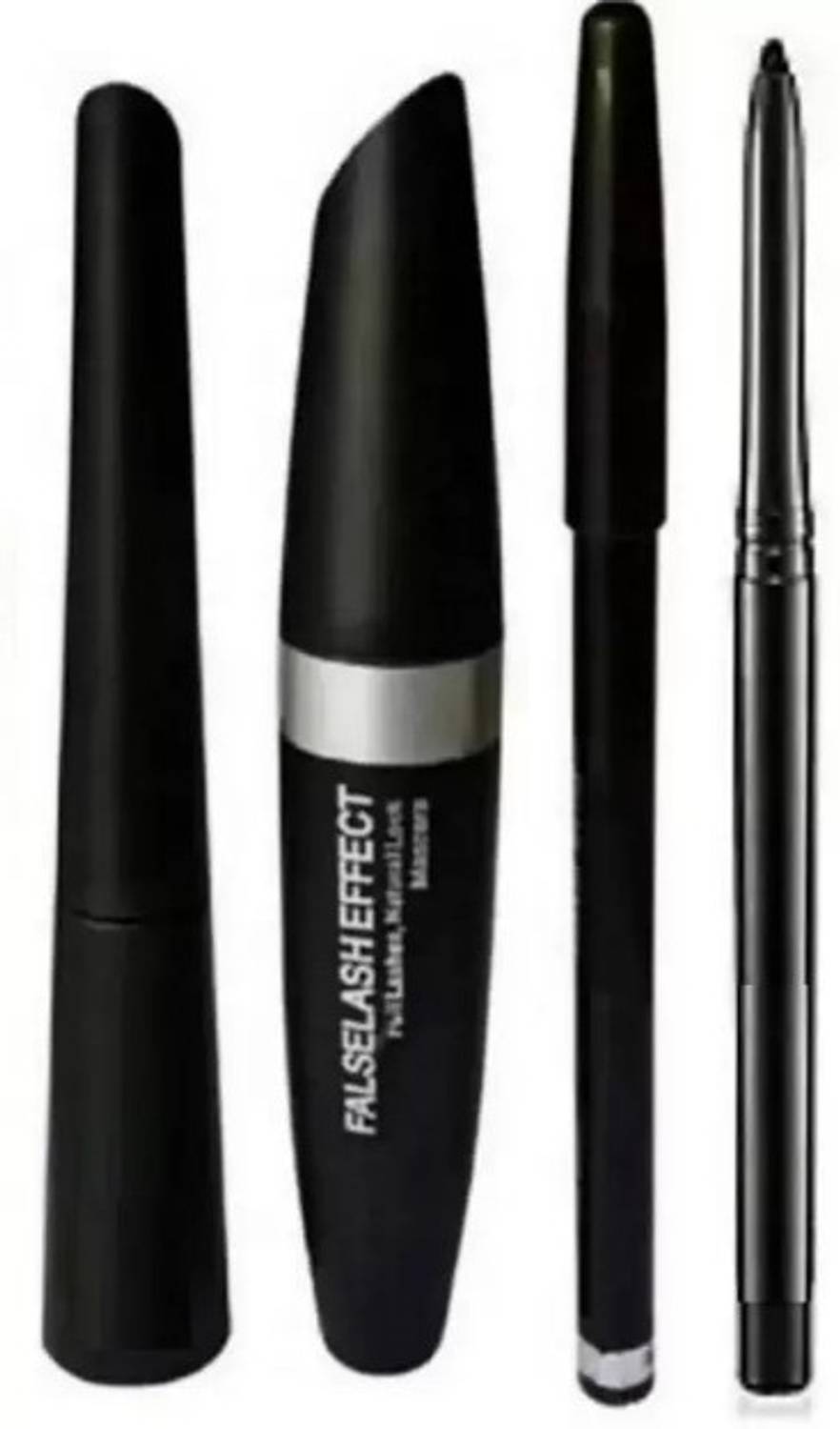 Jolli Huda Professional Beauty Sensational 3 in 1 Eyebrow Pencil, Kajal, Mascara & Smudge Proof Kajal (Set Of 4)