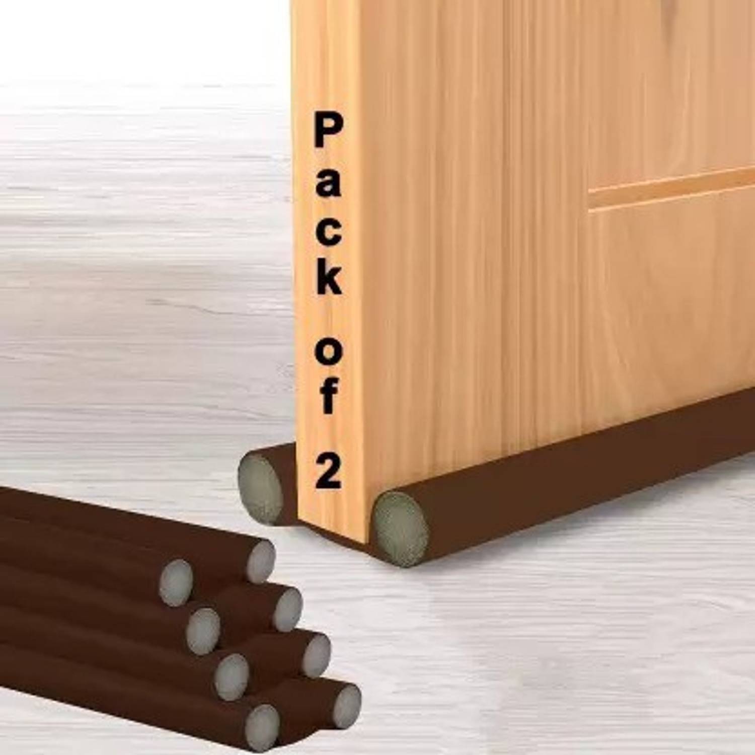AJENTERPRISE Door Bottom Sealing Strip Guard (Brown) (Pack of 2) Door Bottom Sealing Strip Guard for Home - (Size-39 inch) (Pack Of 2) Door Mounted Door Stopper