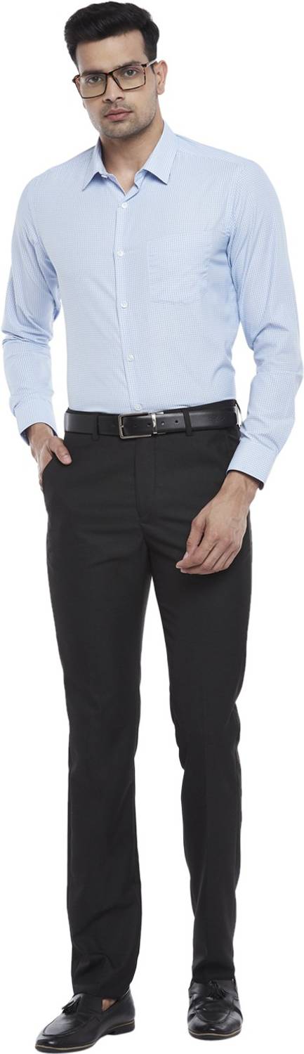 Byford by Pantaloons Men Checkered Formal Blue Shirt