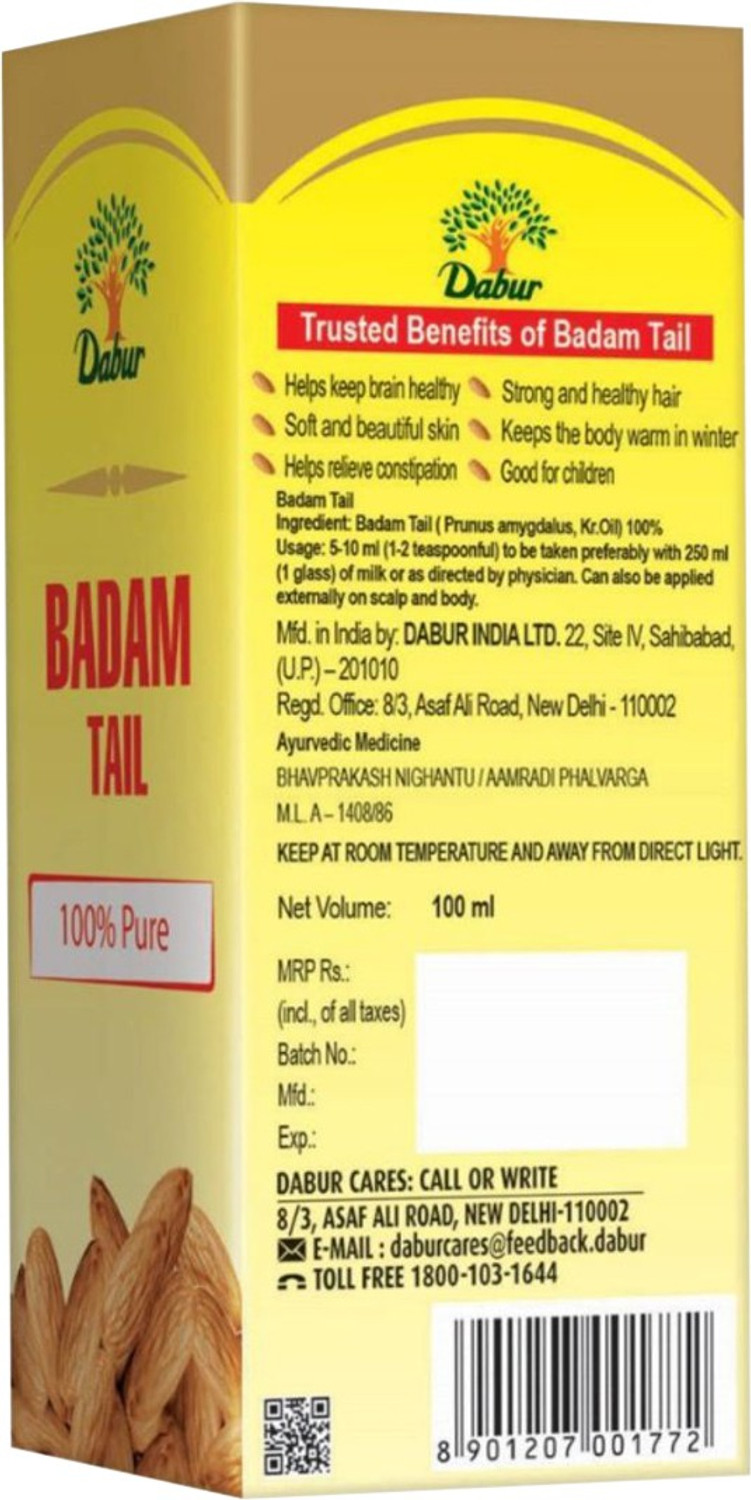 Image of Dabur Badam Tail | 100% Pure | 100 ml