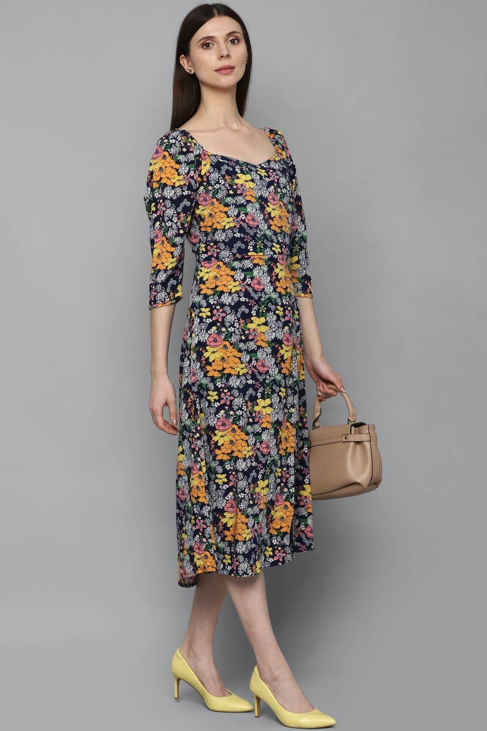 Allen Solly Women A-line Multicolor Knee Length Dress