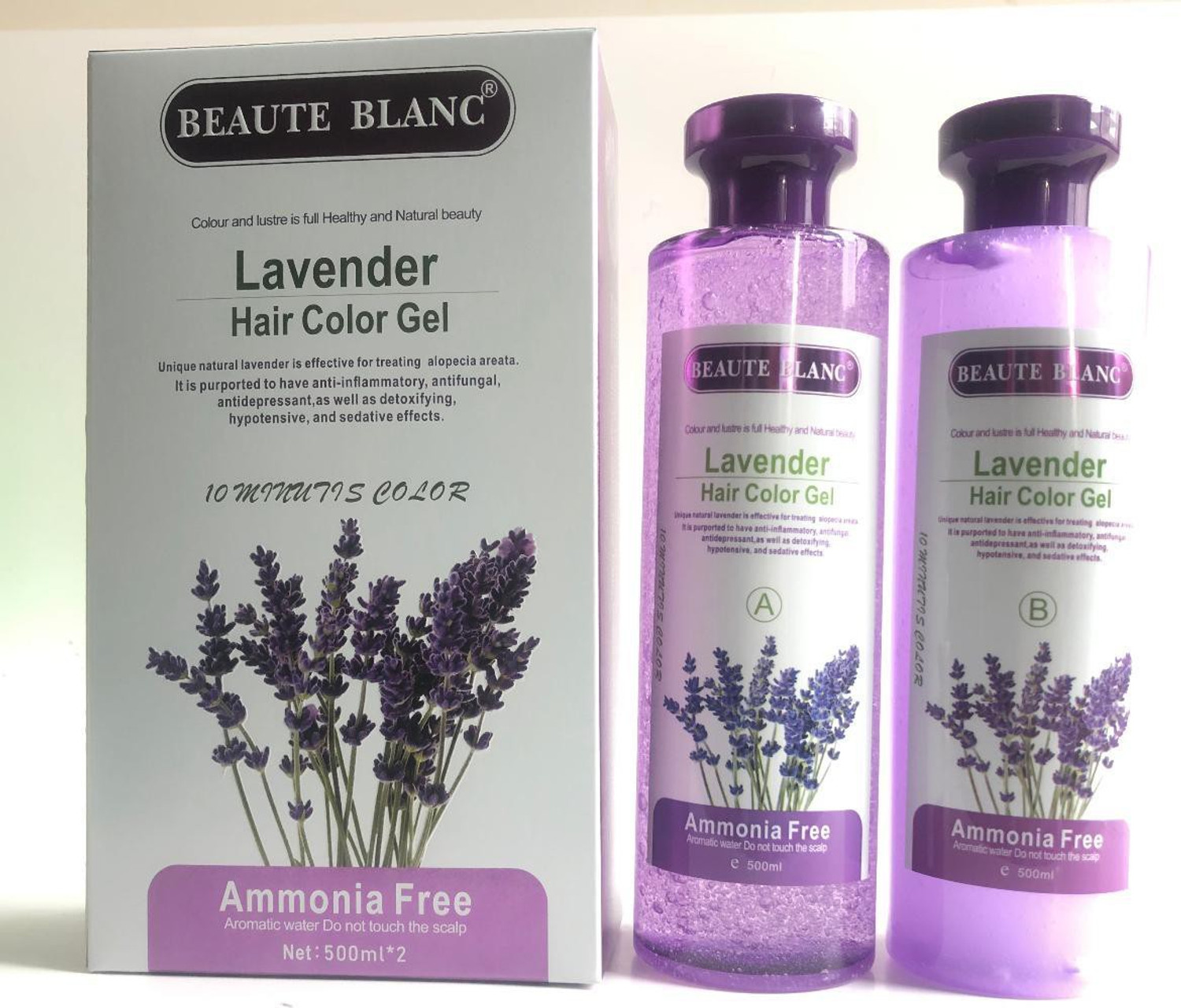 Image of BEAUTE BLANC Lavender Hair Color Gel Amonia Free Unique Natural Lavender (10 minutes color) , Black