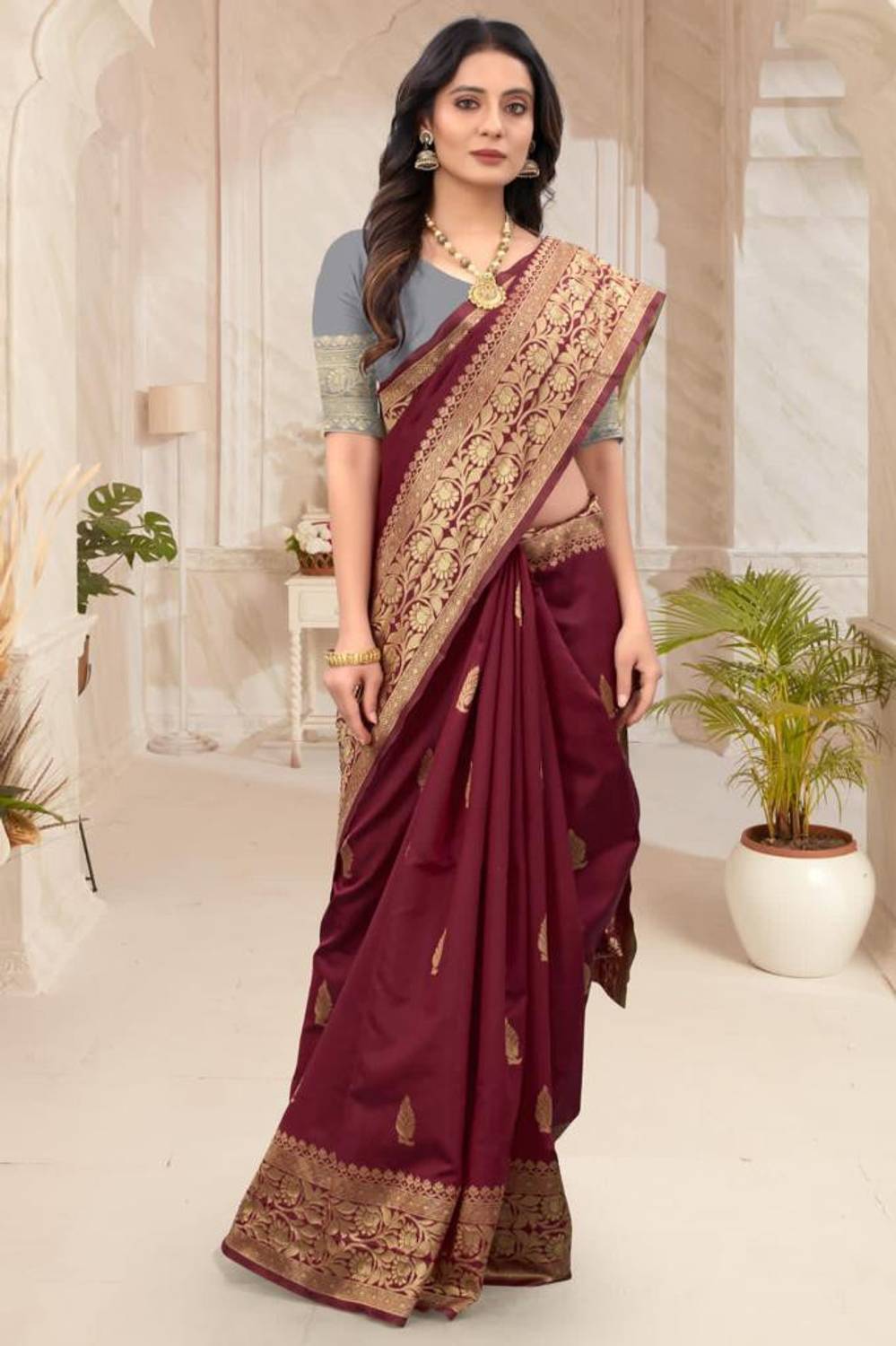 SHOPDROP Woven Kanjivaram Pure Silk Saree