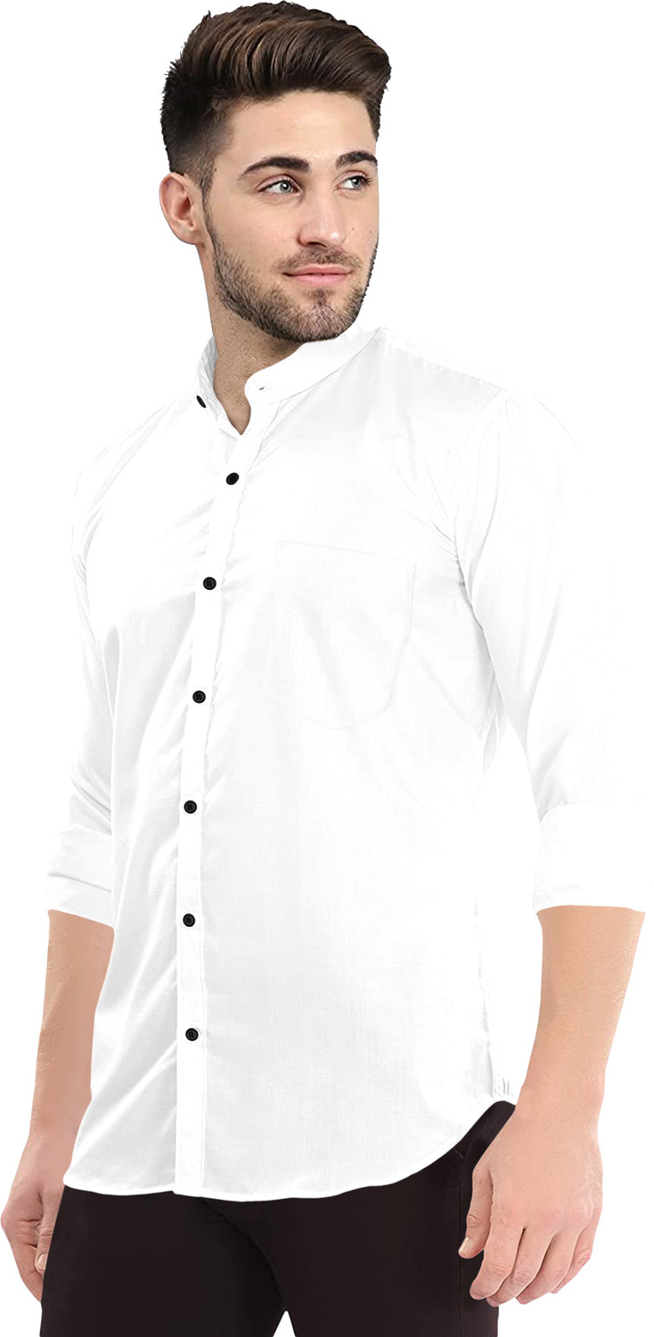 Image of Ethnic Trendz Men Solid Casual White Shirt