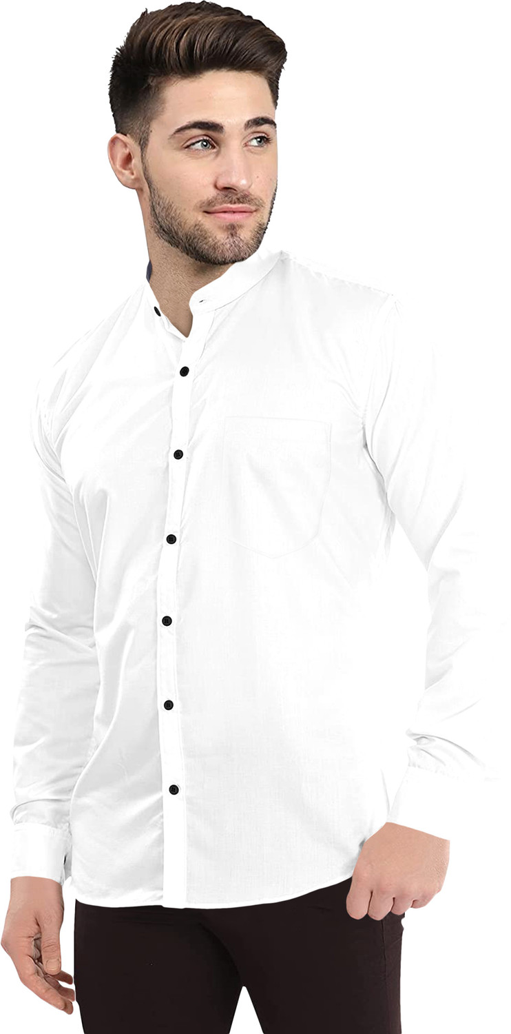 Image of Ethnic Trendz Men Solid Casual White Shirt