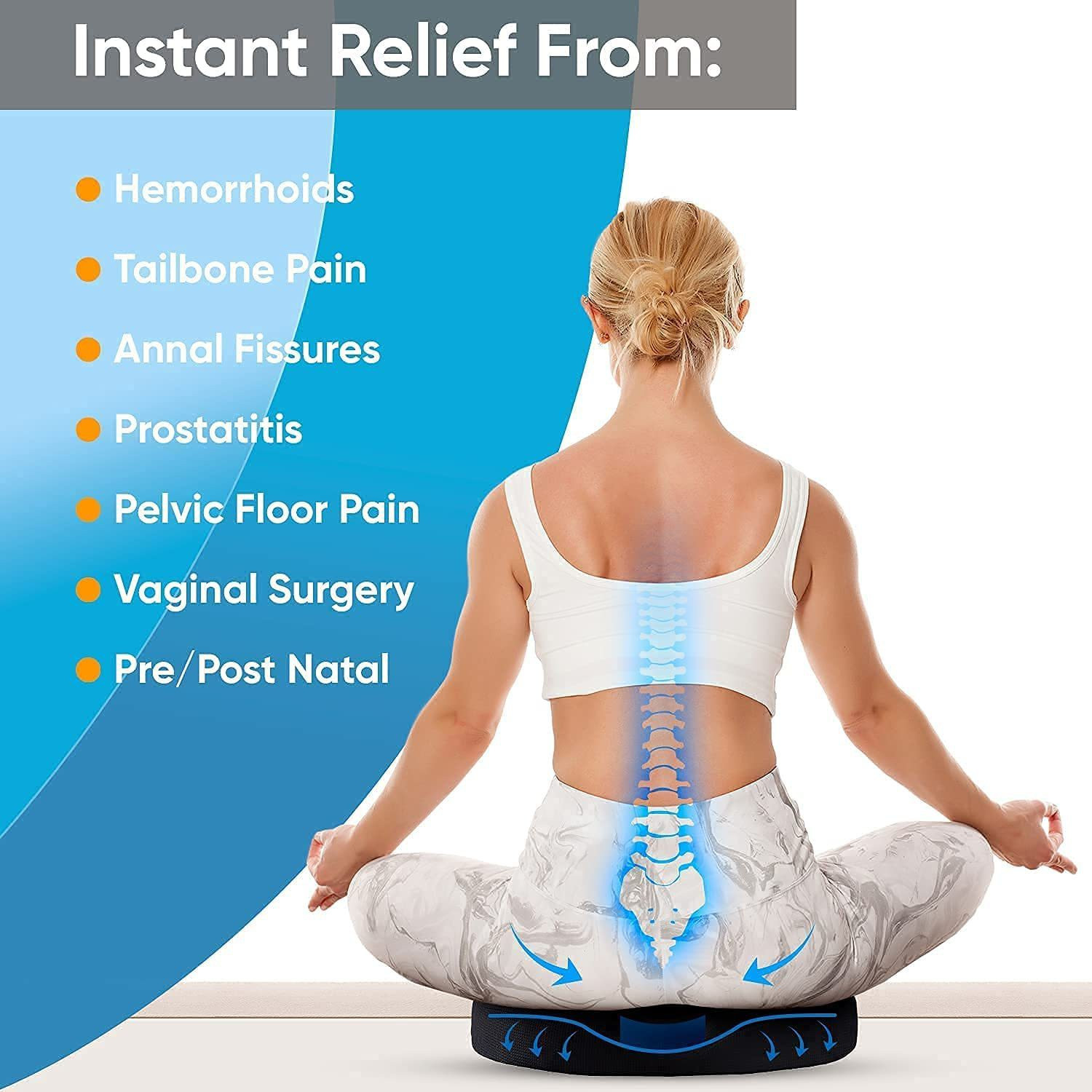 Image of DEBIK Donut Ring Pillow Cushion For Piles Coccyx Sciatica Tailbone Back Pain Back / Lumbar Support