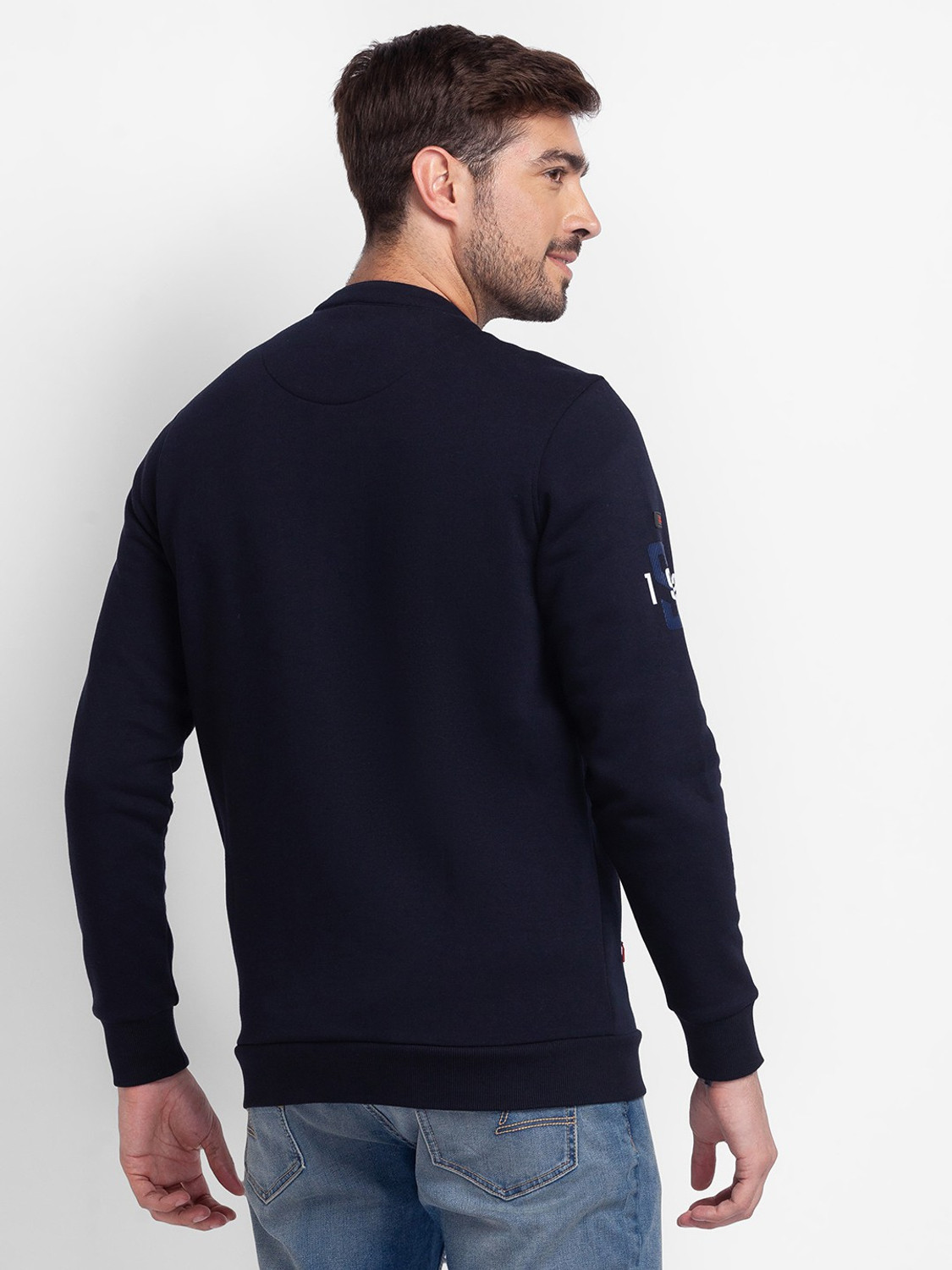 Image of Spykar Full Sleeve Color Block Men Sweatshirt