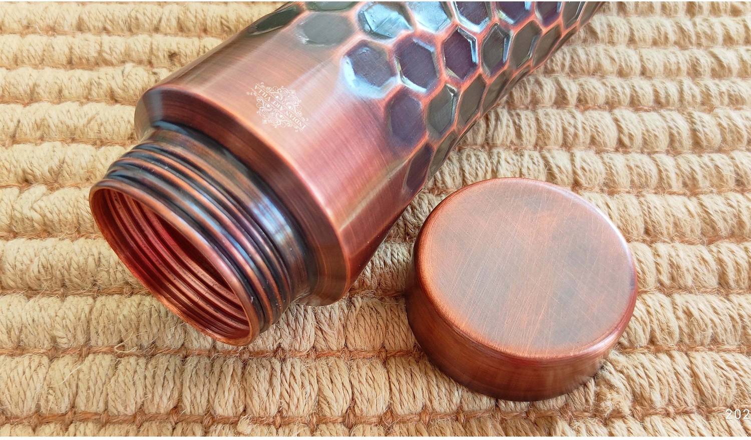 IndianArtVilla Pure Copper Dark Finish Full Honeycomb Design
