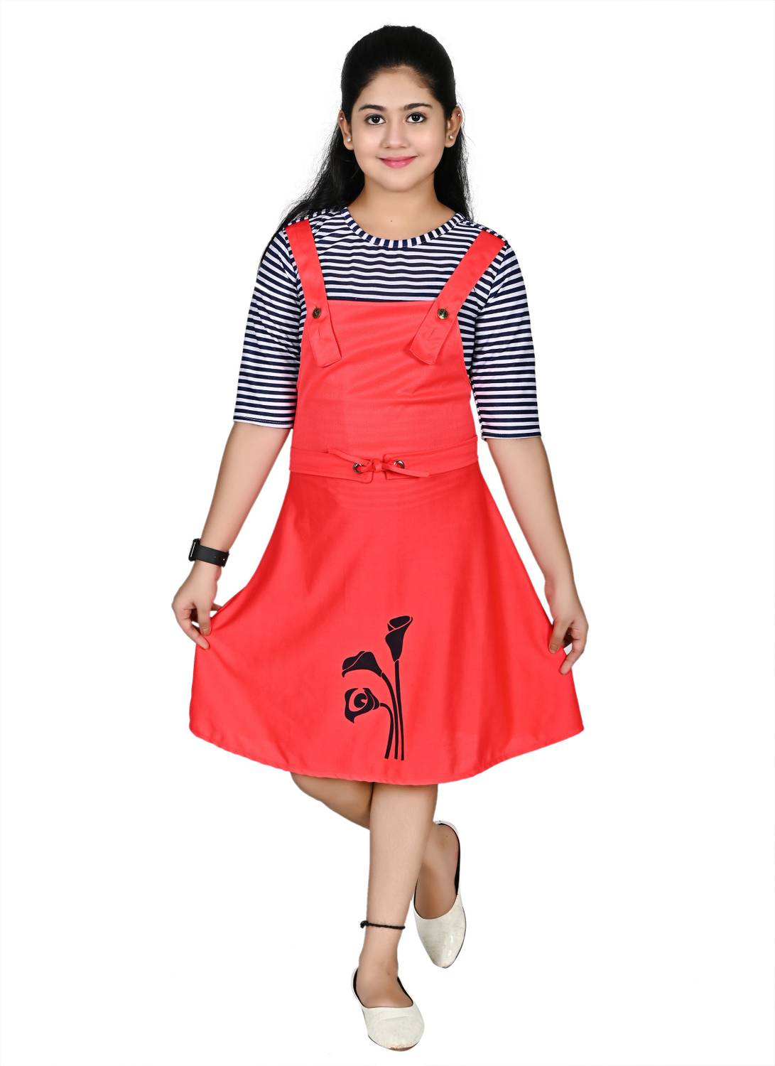 AWA KIDS FASHION Dungaree For Girls Printed Cotton Blend