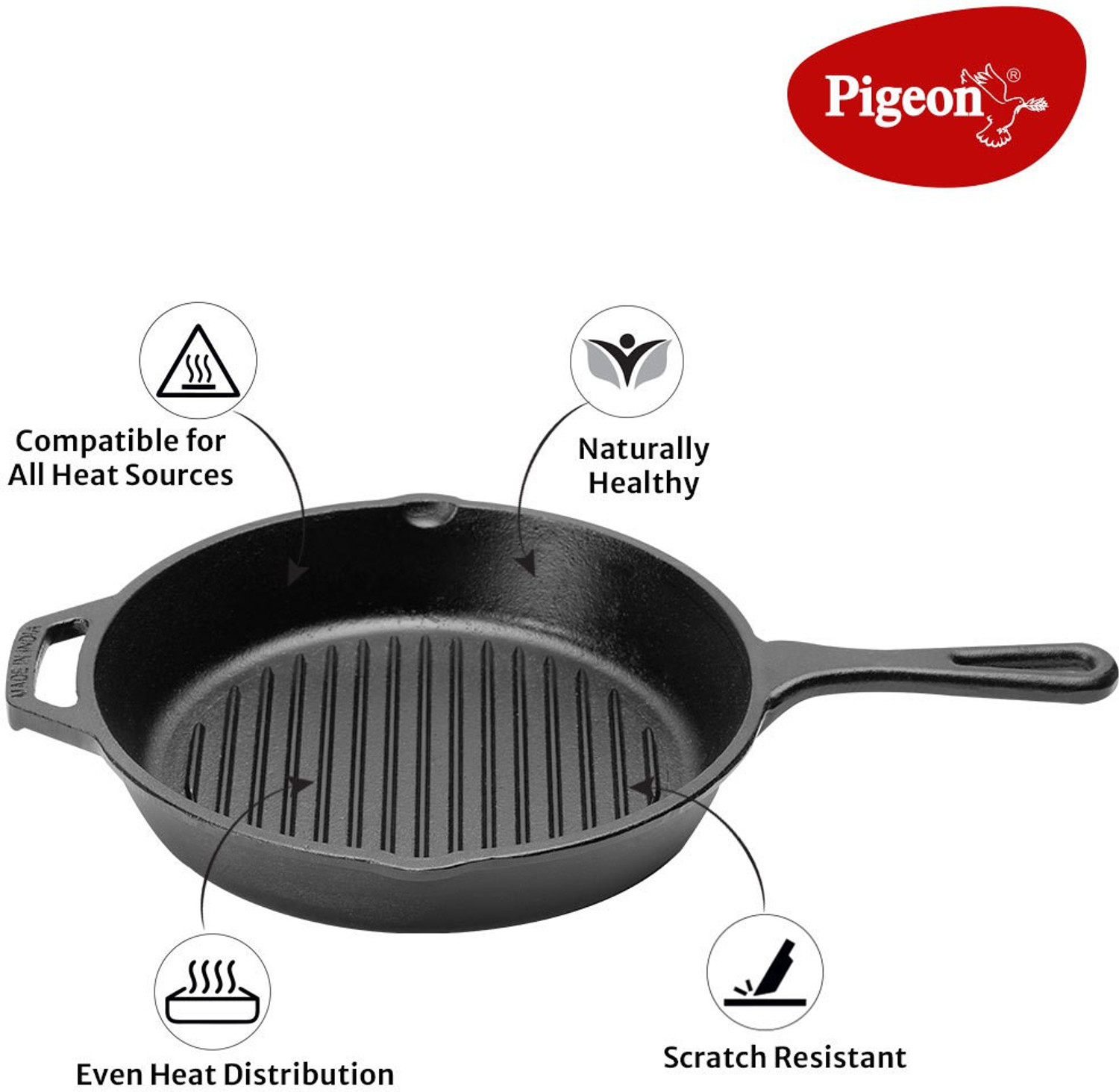 Image of Pigeon Cast Iron Grill Pan 25 cm diameter 0.25 L capacity