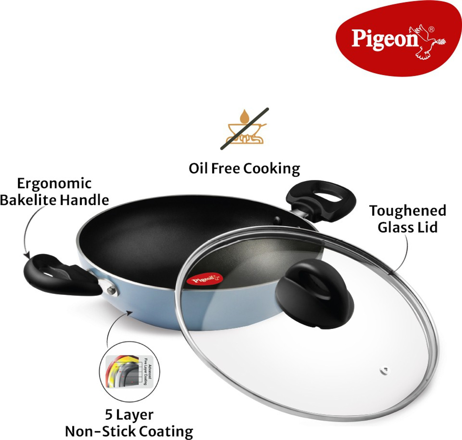 Image of Pigeon Kadai 240 Kadhai 23 cm diameter with Lid 1.2 L capacity