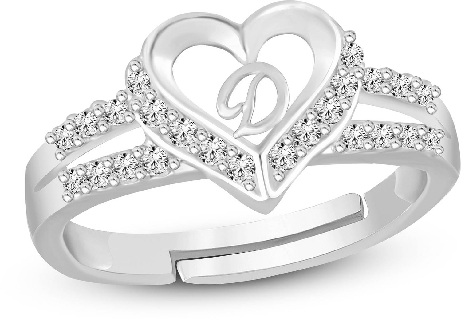Heer Collection Heart Alphabet 'S' Valentine Ring Promise Propose