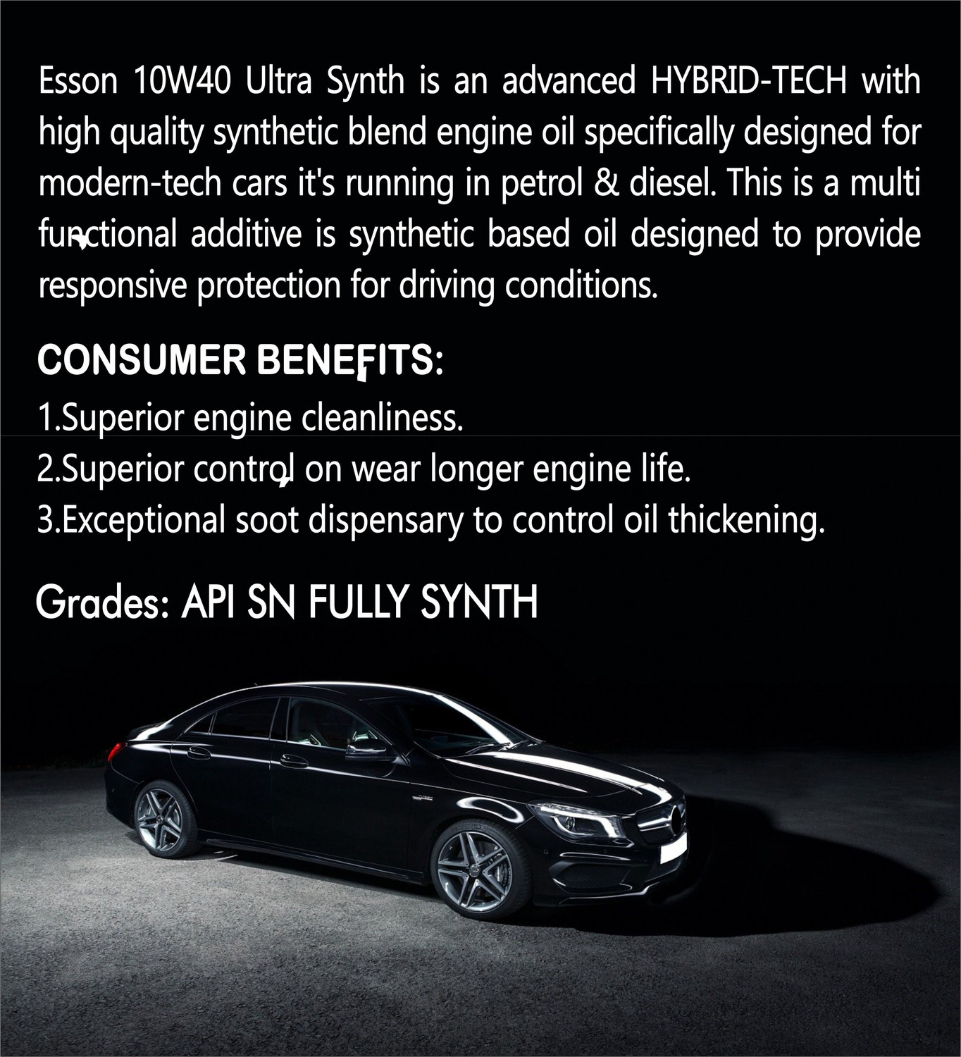 Image of ESSON ULTRA SYNTH 10W40-P3 ULTRA SYNTH 10E40 SN Multigrade Petrol /Diesel Car Engine Oil (1 L) (Pack of 3) Conventional Engine Oil
