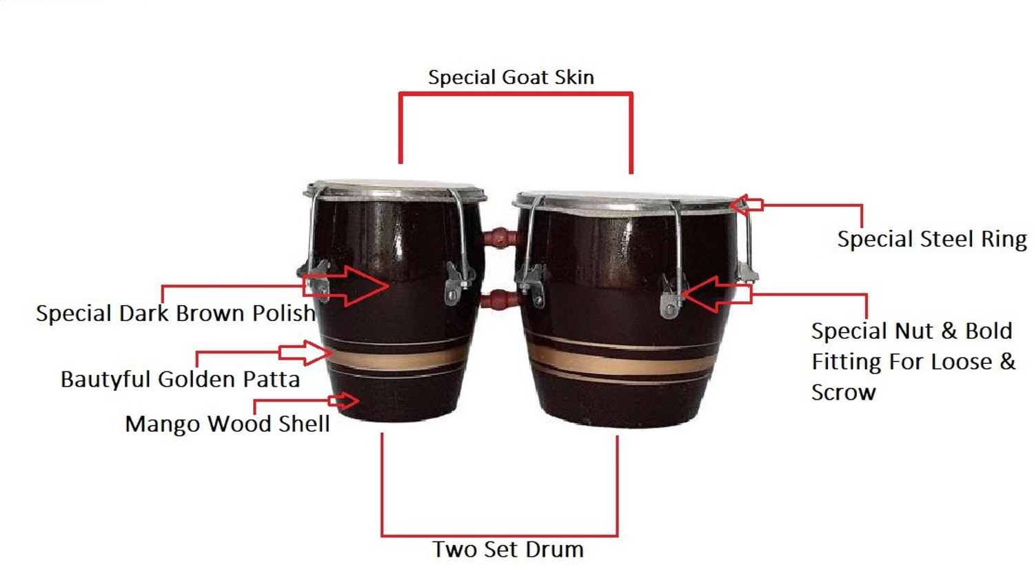 Image of RAM musical Bongo With Bag Wooden Bongo