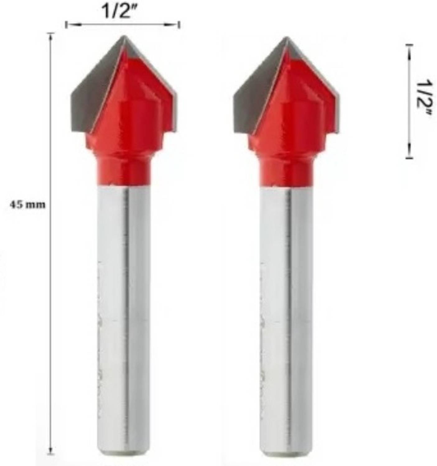 ALPHABET 12.5 X 12.5 MM V Grooving Router Bits (Shank-8MM) Rotary Bit Set