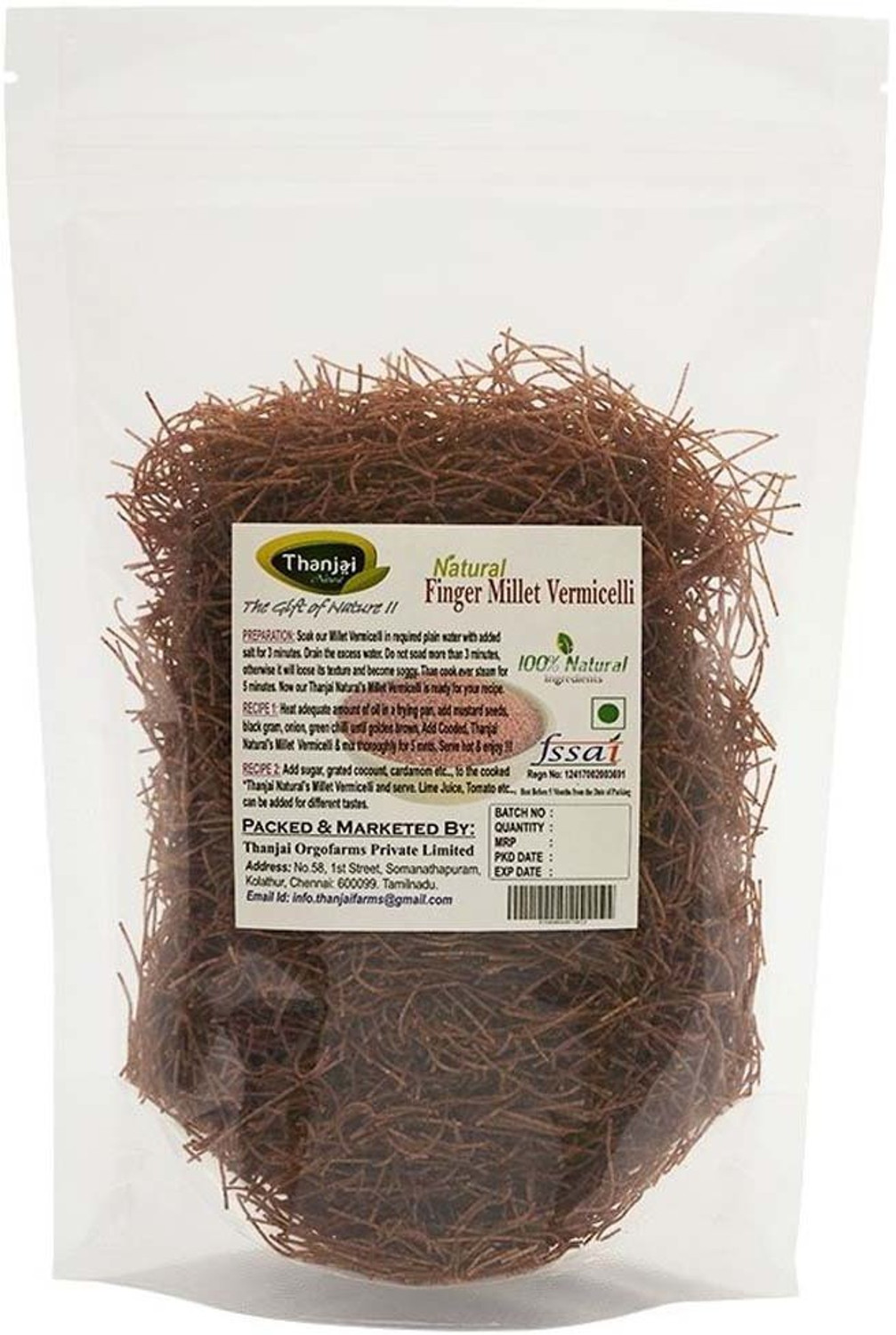 Image of THANJAI NATURAL 1000grams 100% Natural of 5 Varieties ( Finger Millet, Pearl Millet, Foxtail Millet, Kodo Millet, Little Millet Semiya) Vermicelli 1 kg