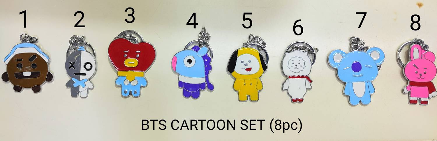 Jdp Novelty JdpNovelty Pack of 8 Metallic BTS Band Keychain