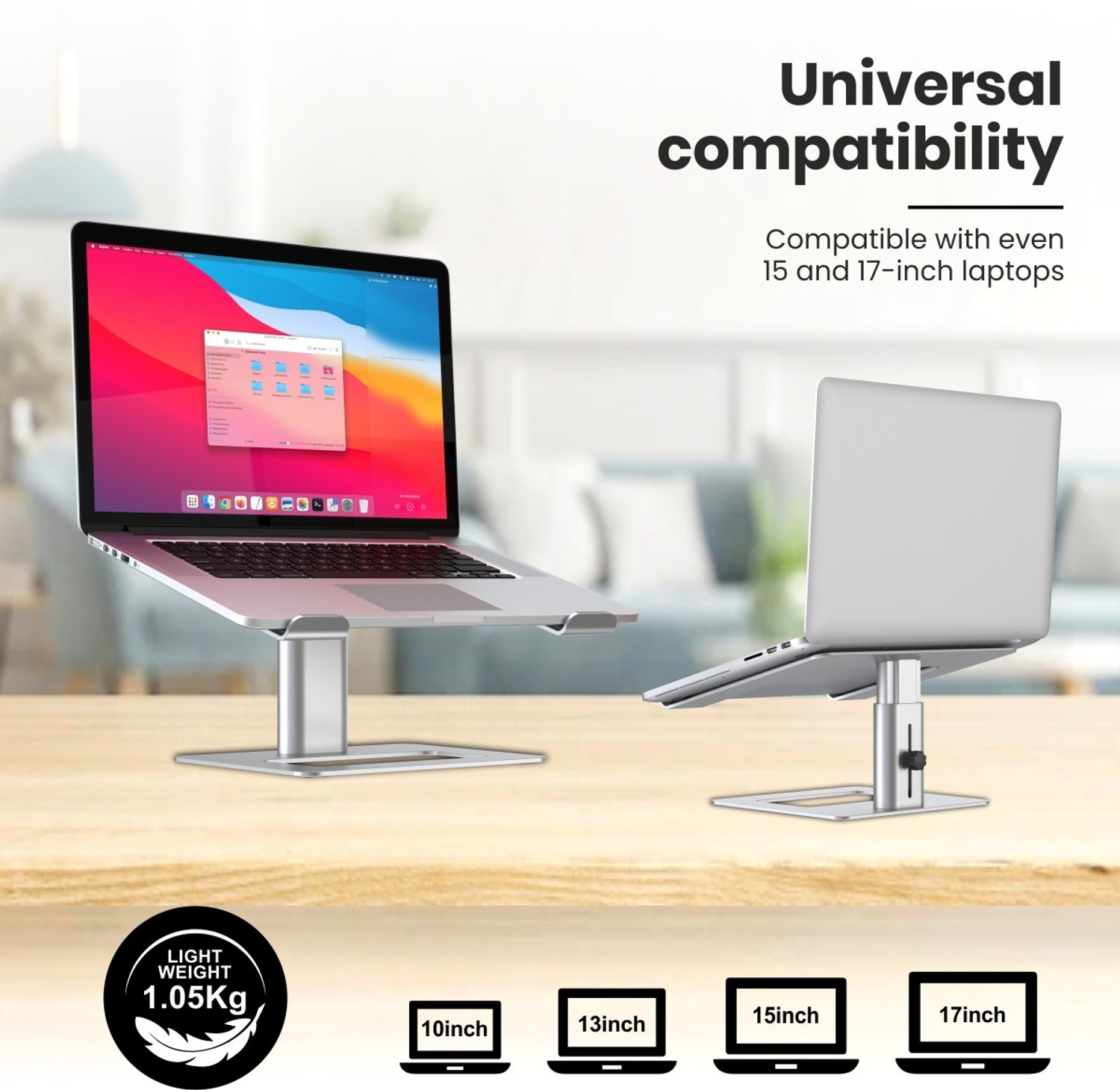 Image of Portronics My Buddy K5 Portable & Adjustable Aluminium Aluminium Laptop Stand with Adjustable Height Compatible with 26 - 35 cm, 36 - 39cm, 40 - 44cm Laptops