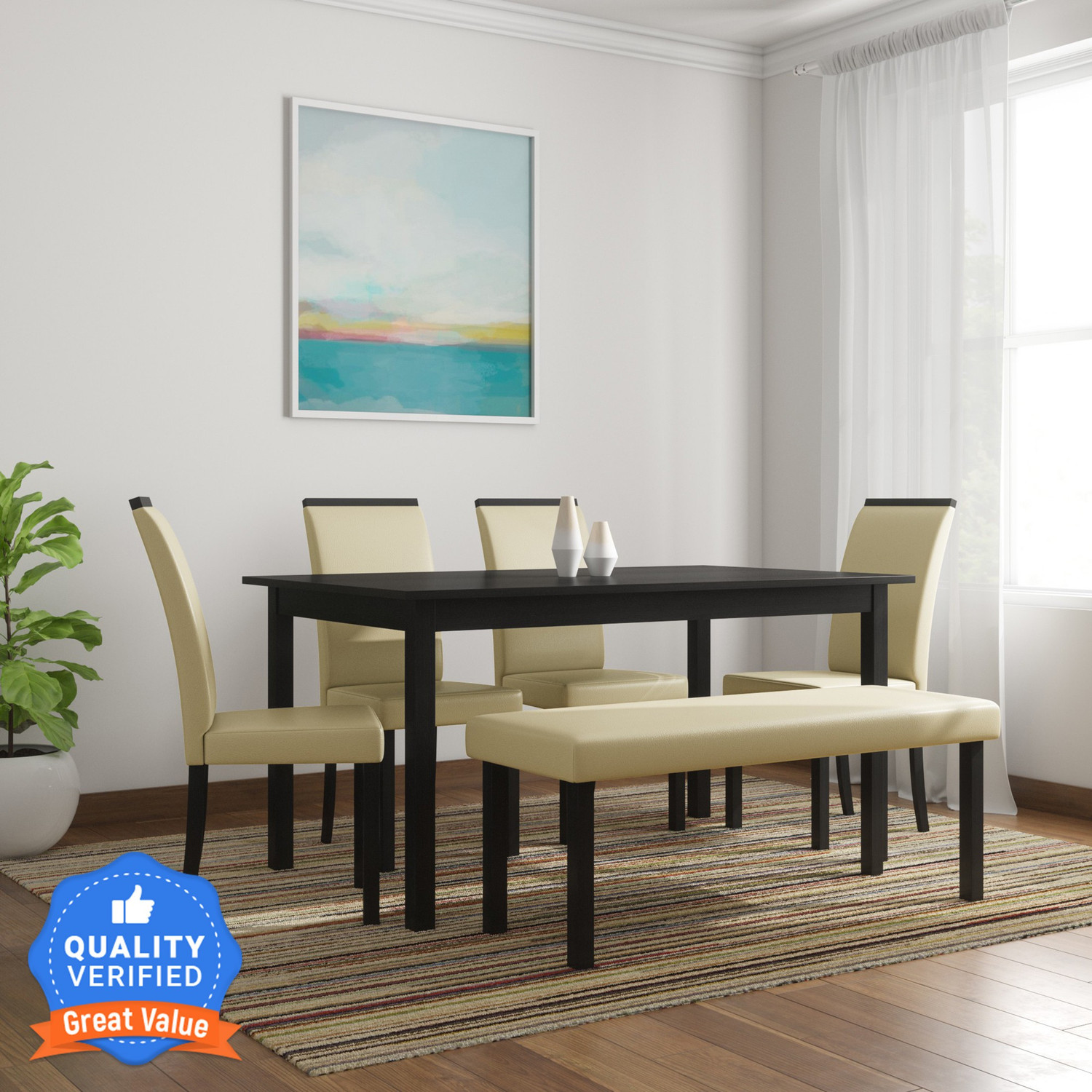 Image of Flipkart Perfect Homes Arranmore Solid Wood 6 Seater Dining Set